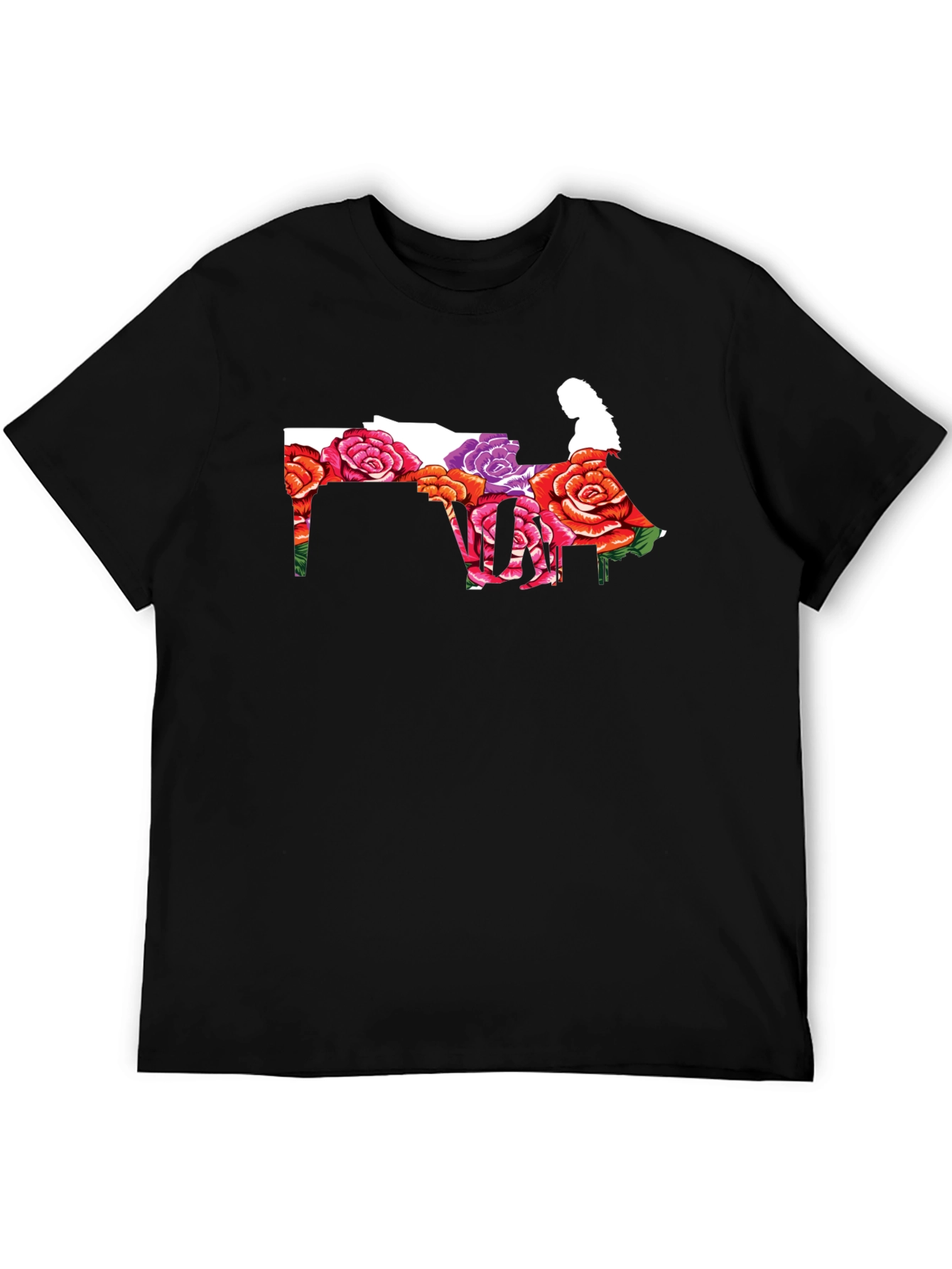 Floral Piano Player Graphic T-Shirt