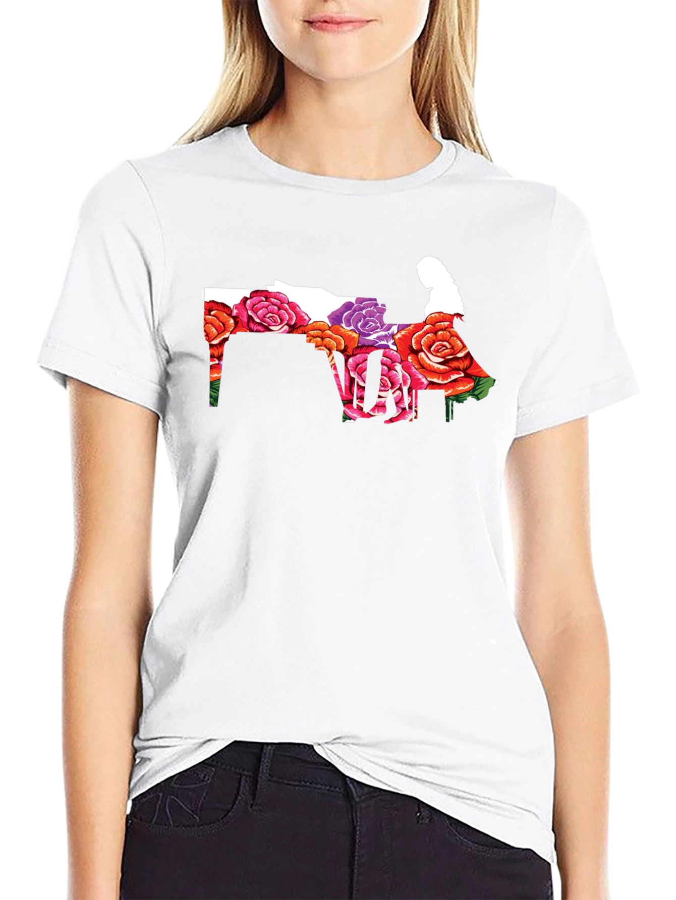 Floral Piano Player Graphic T-Shirt