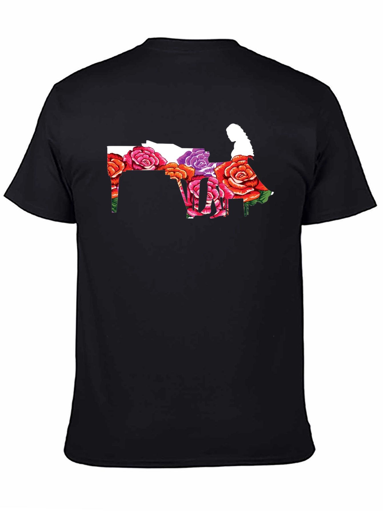 Floral Piano Player Graphic T-Shirt