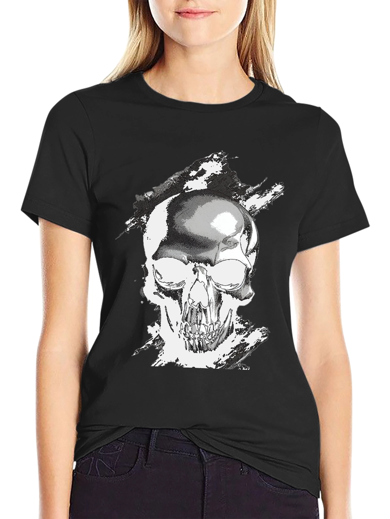 Skull Graphic Tee - Black Casual T-Shirt