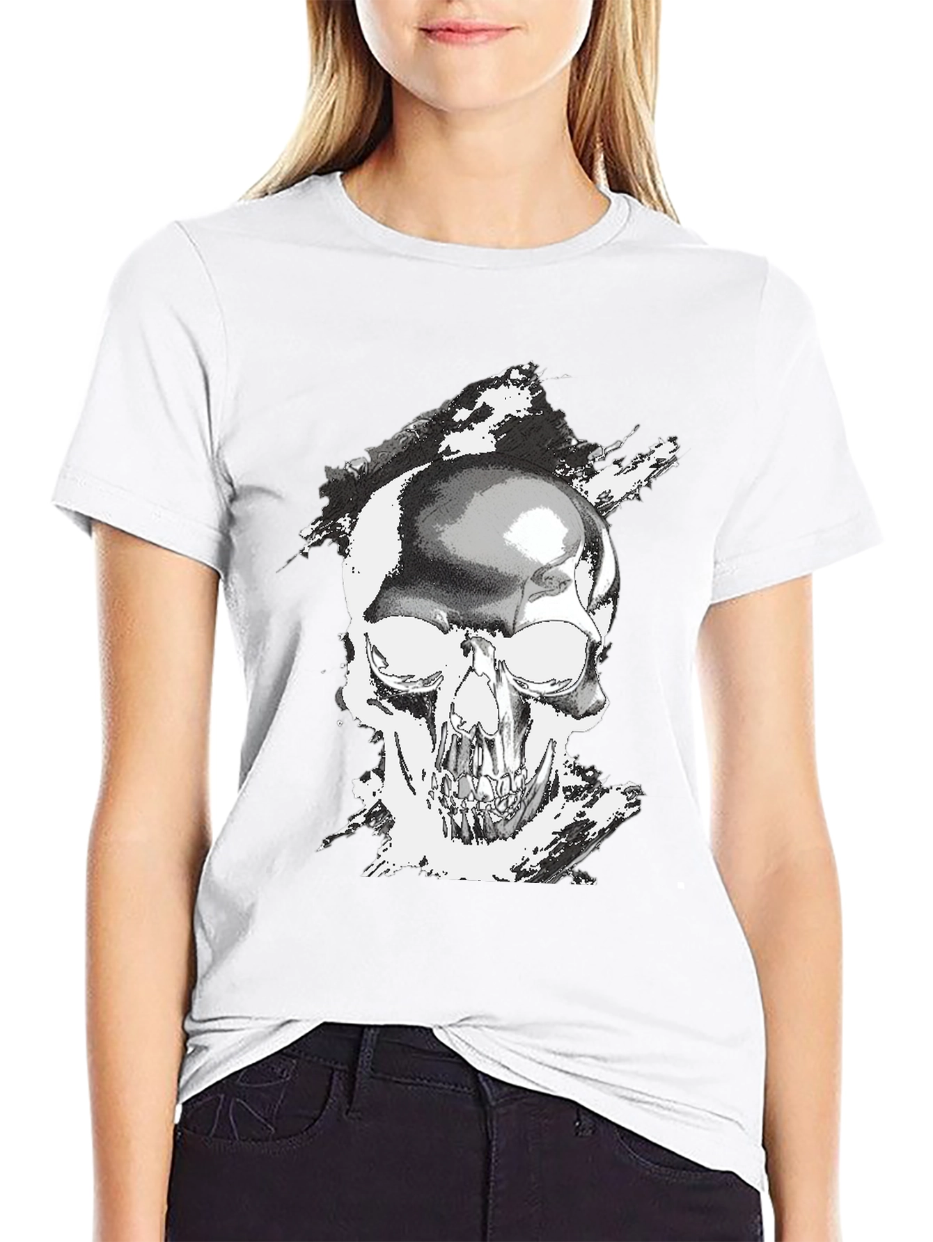 Skull Graphic Tee - Black Casual T-Shirt