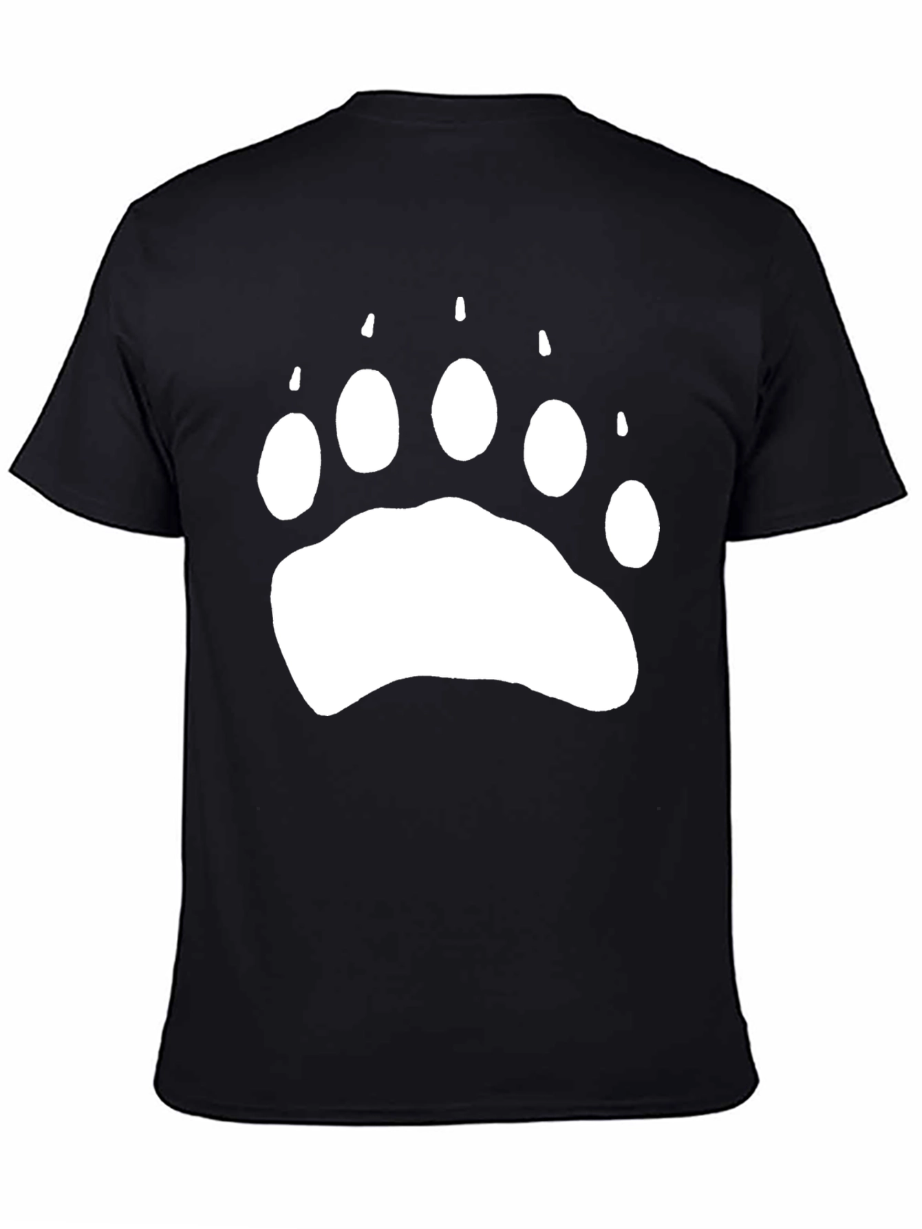 Bear Paw Print Graphic T-Shirt - Casual Black Tee