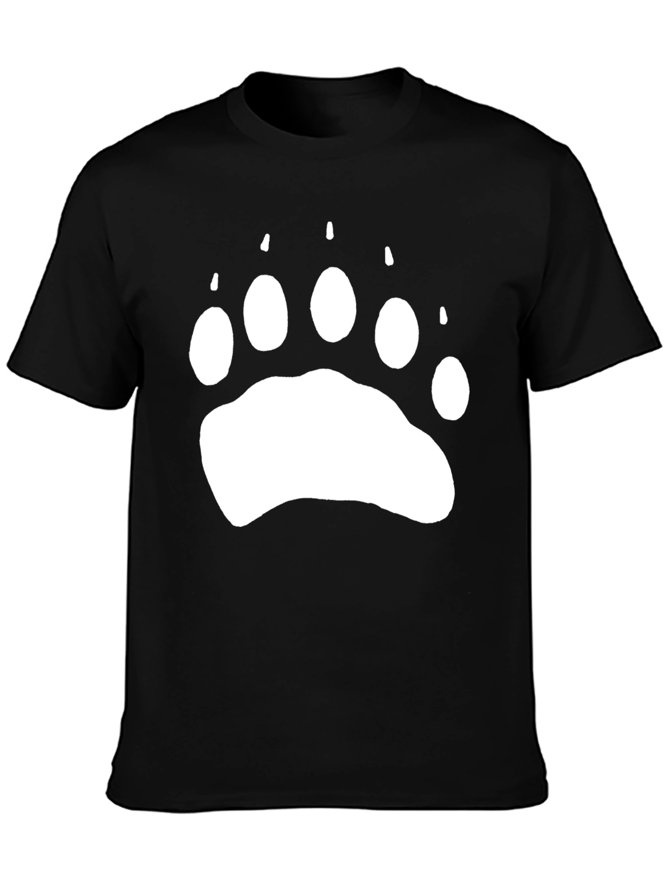Bear Paw Print Graphic T-Shirt - Casual Black Tee