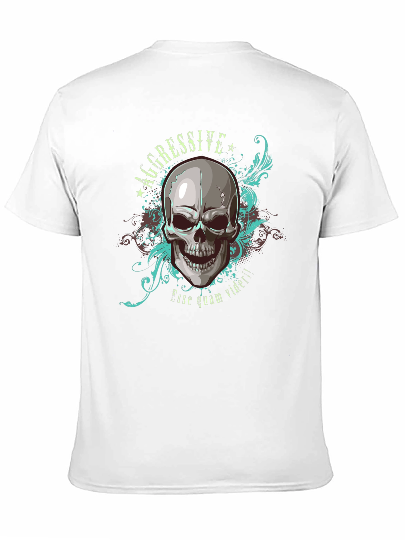 Aggressive Skull Graphic Print Black T-Shirt