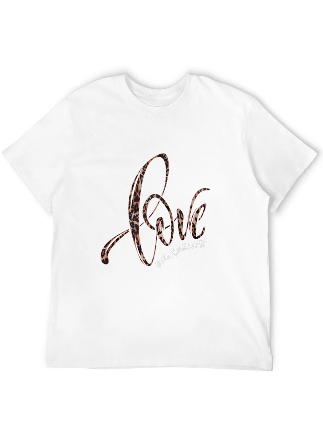 Love #NurseLife Leopard Print Black T-Shirt