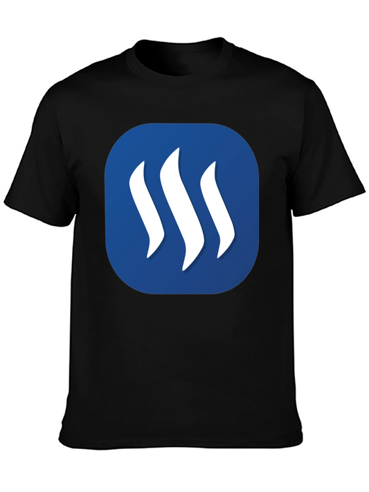 Steam Logo Graphic Print Black T-Shirt