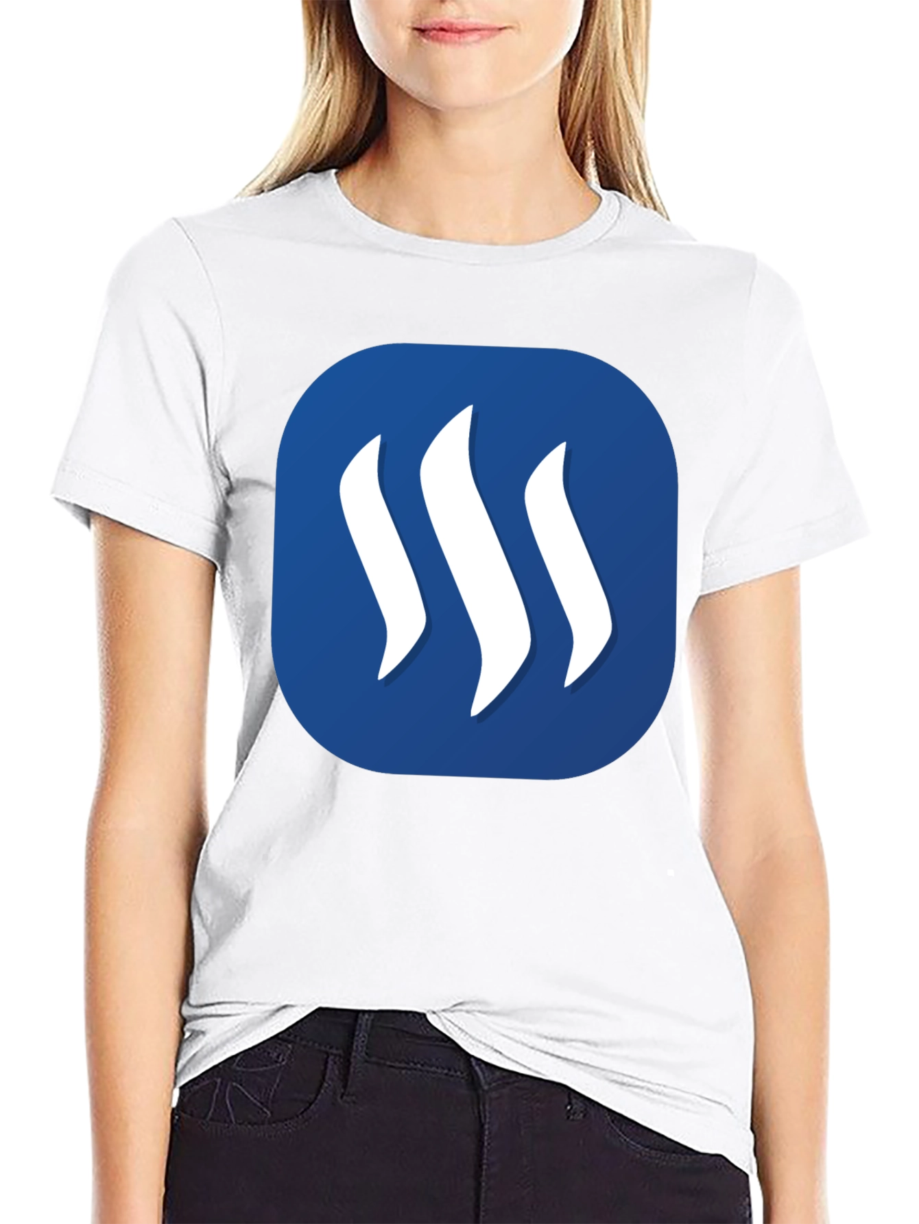 Steam Logo Graphic Print Black T-Shirt