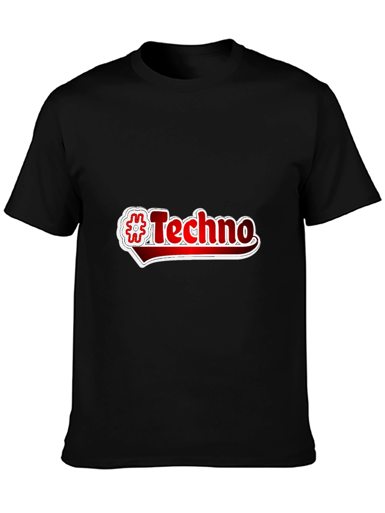 #Techno Graphic Print Black T-Shirt