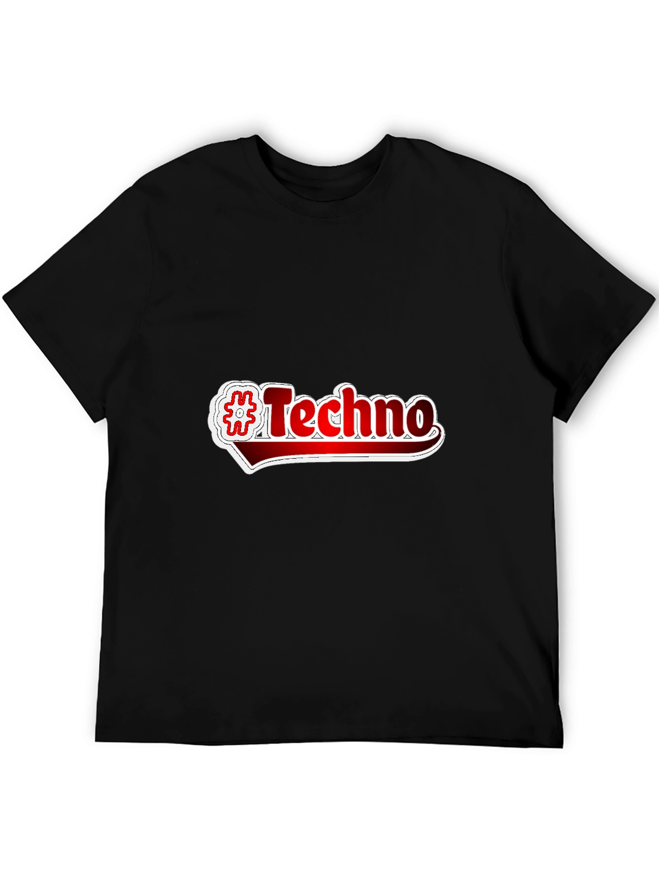 #Techno Graphic Print Black T-Shirt