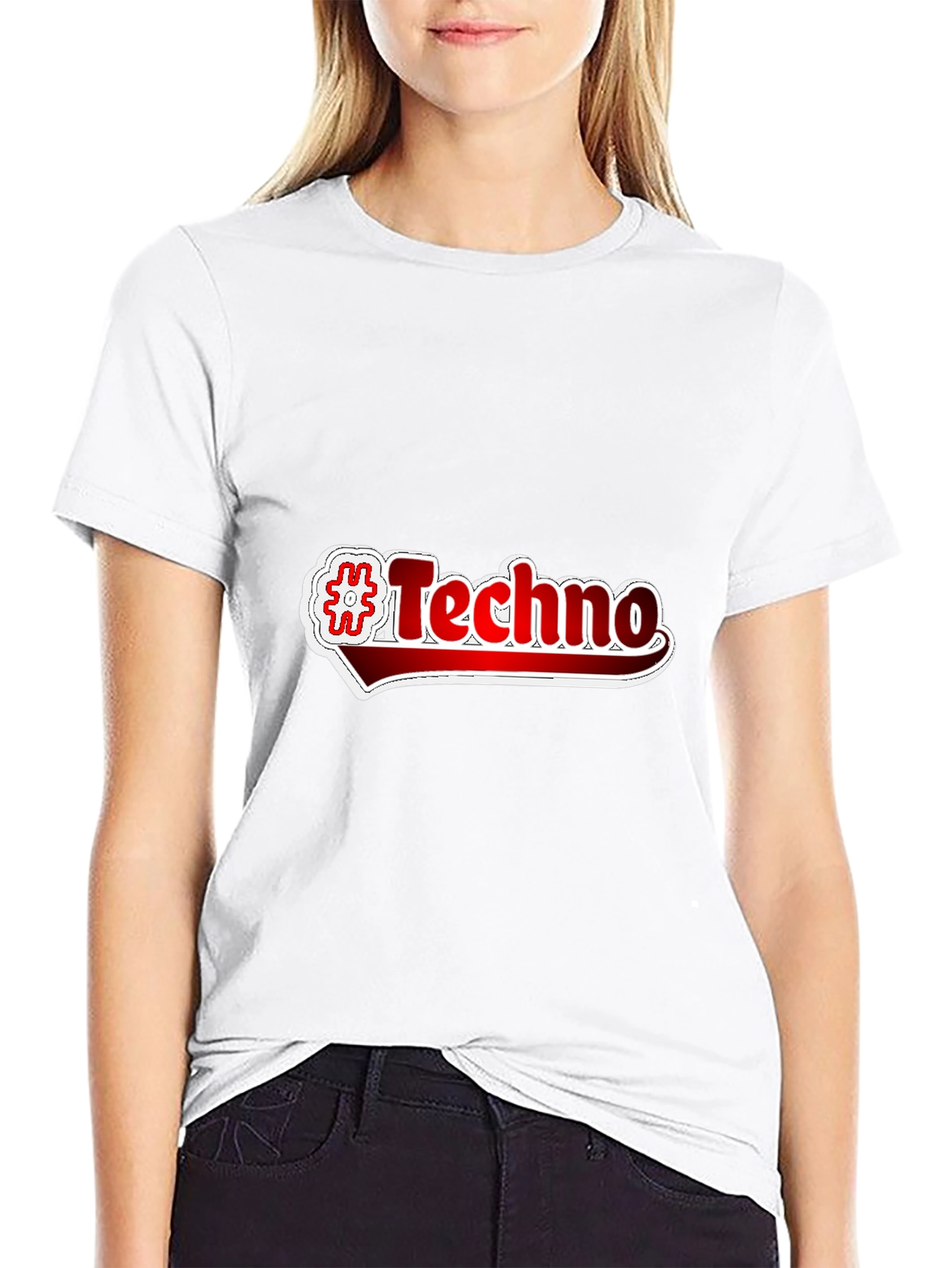 #Techno Graphic Print Black T-Shirt