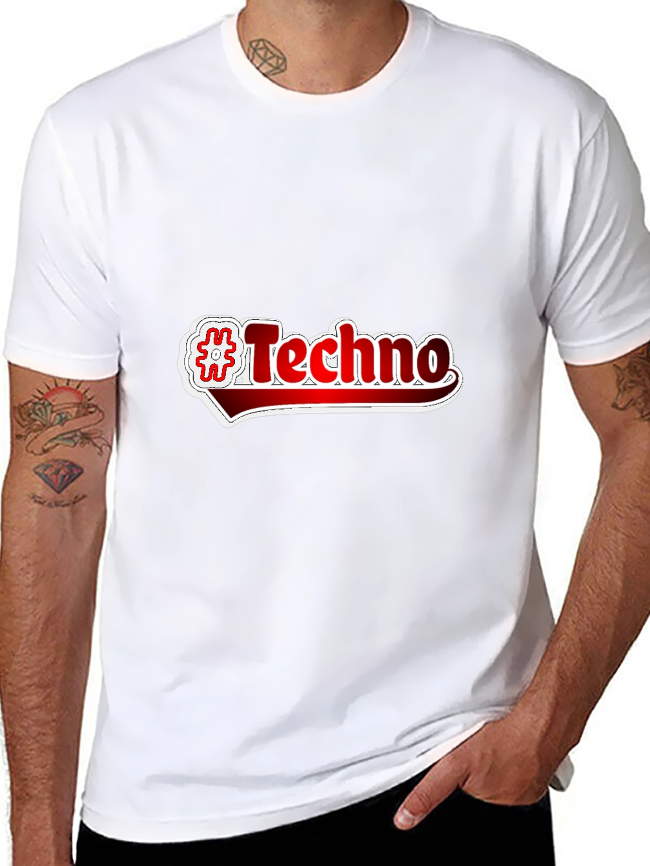 #Techno Graphic Print Black T-Shirt