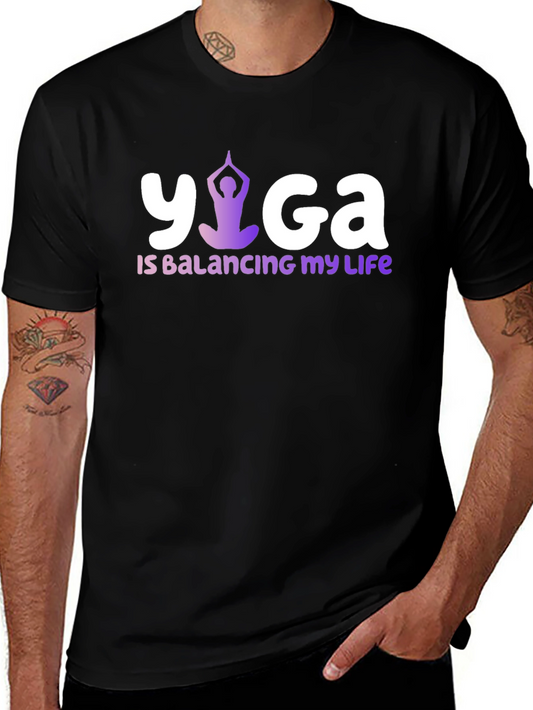 Yoga Balancing Life Black T-Shirt