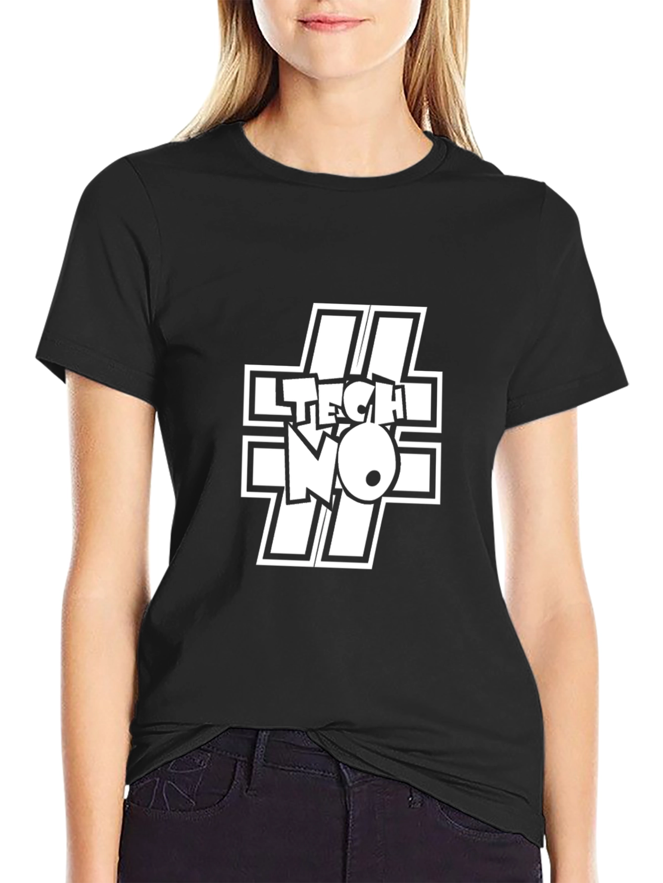 Techno Music T-Shirt - Black Crew Neck Graphic Tee