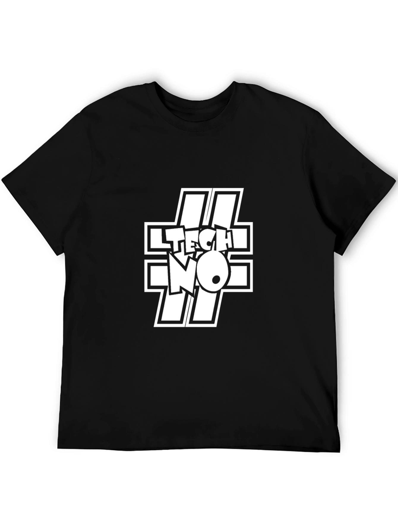 Techno Music T-Shirt - Black Crew Neck Graphic Tee