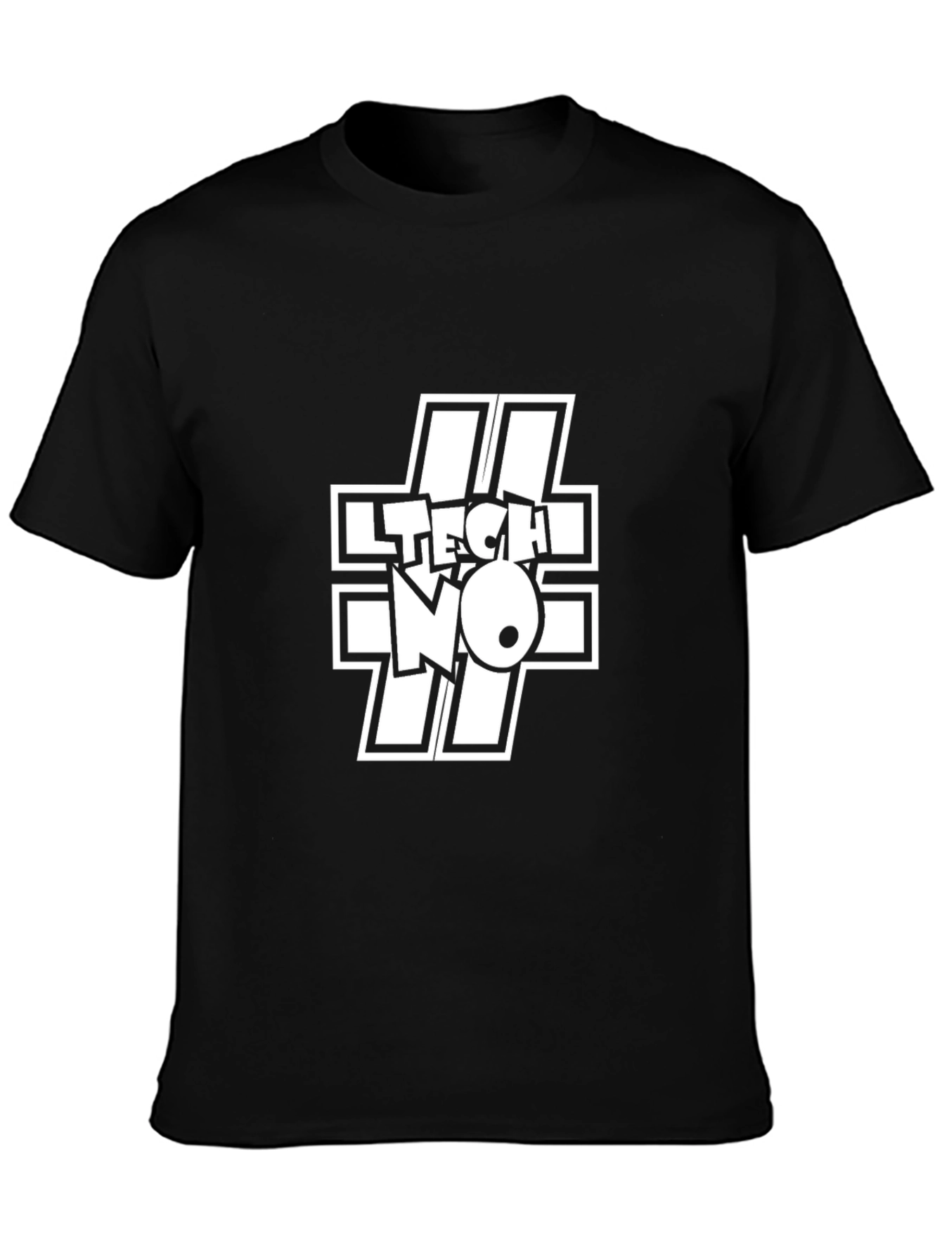 Techno Music T-Shirt - Black Crew Neck Graphic Tee