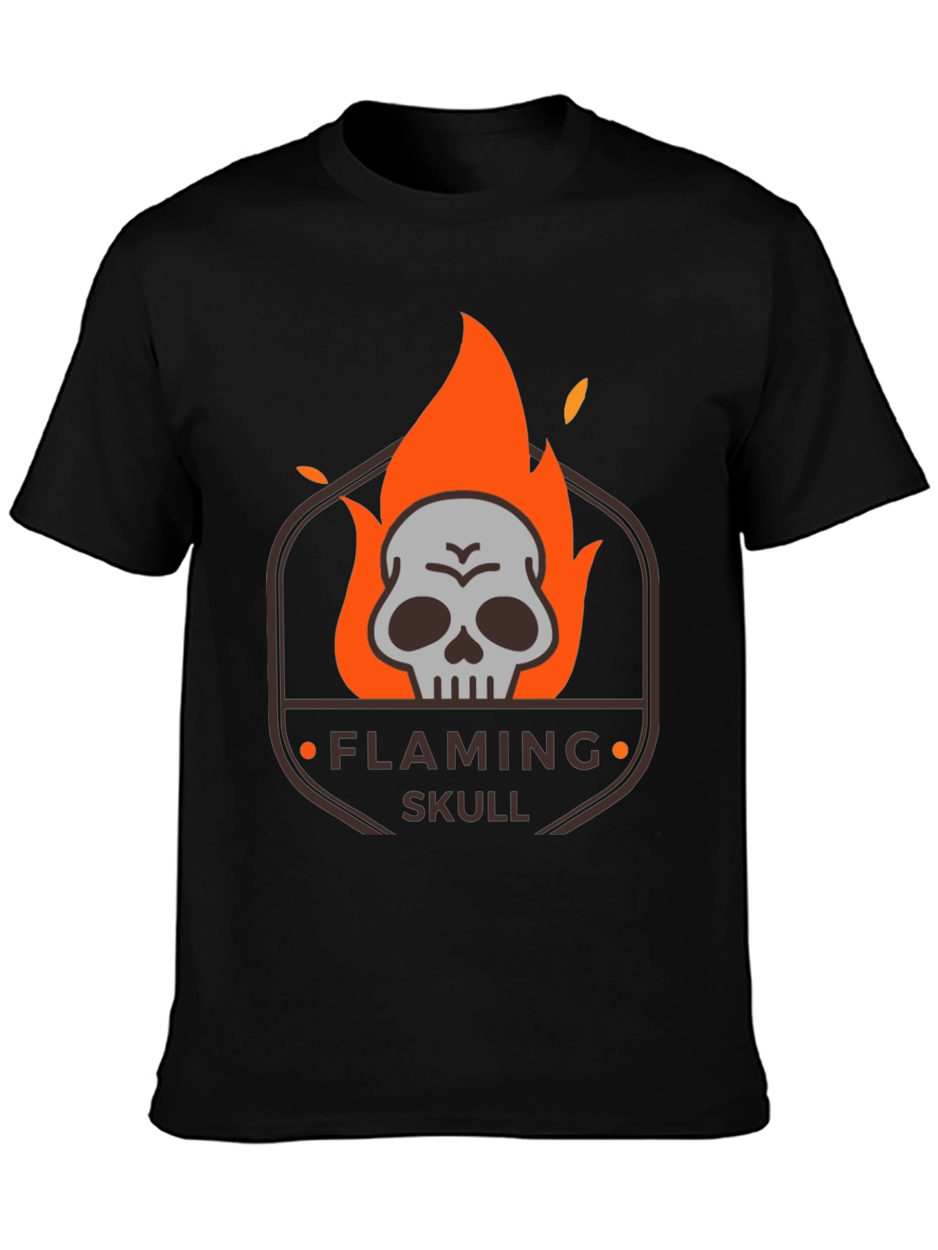Flaming Skull Graphic T-Shirt - Dark Style