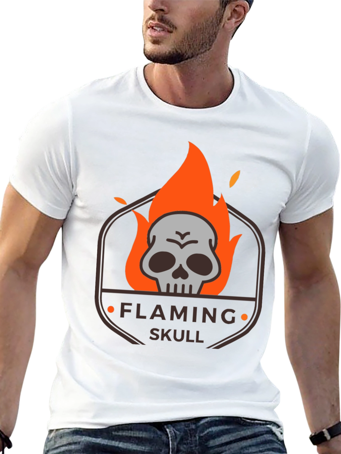 Flaming Skull Graphic T-Shirt - Dark Style