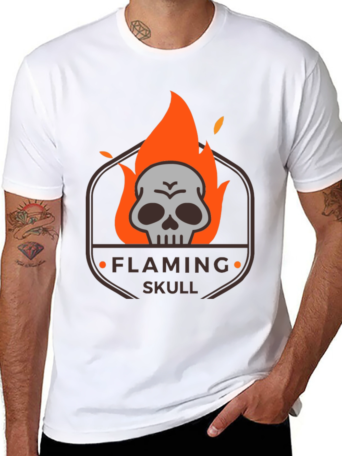 Flaming Skull Graphic T-Shirt - Dark Style