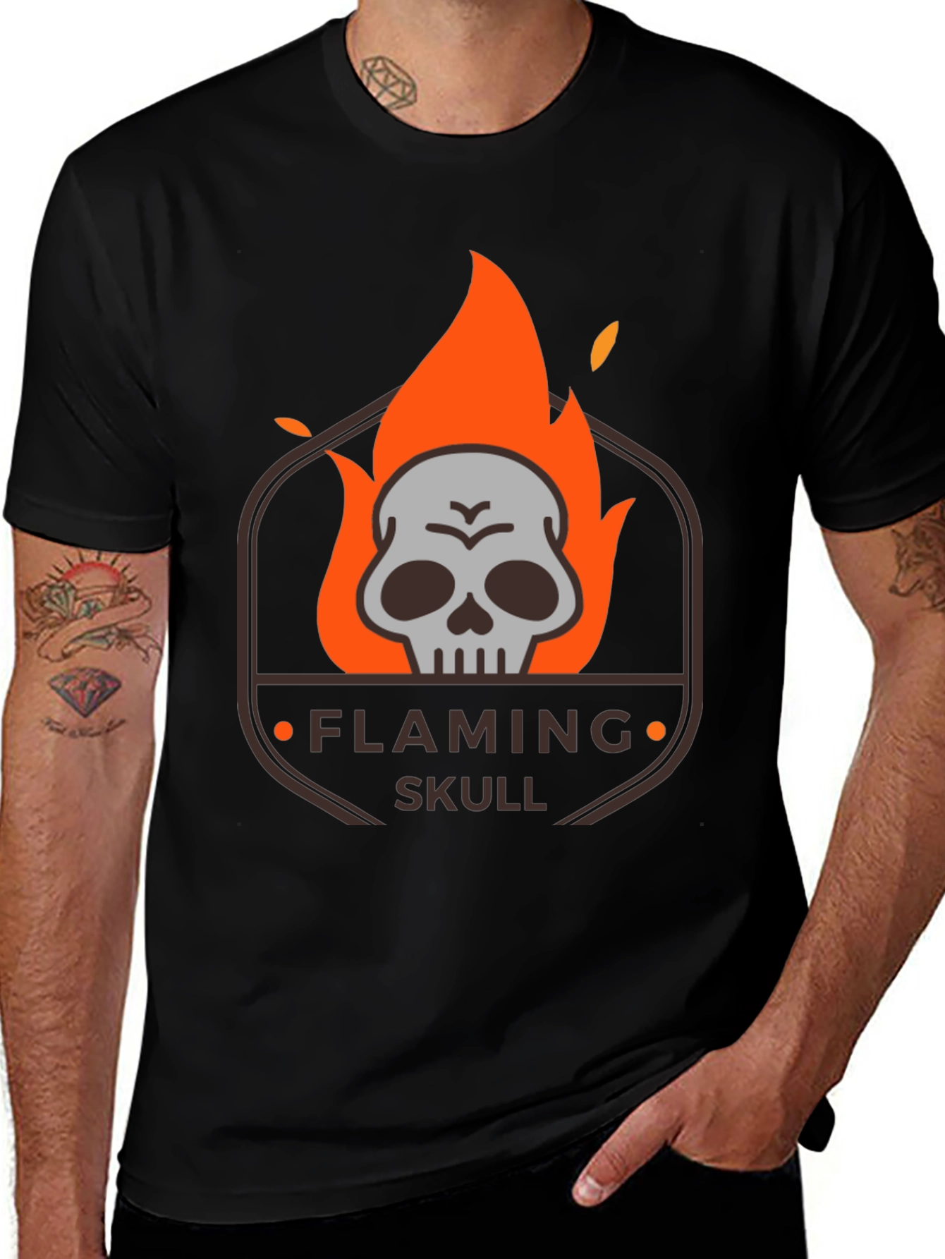 Flaming Skull Graphic T-Shirt - Dark Style