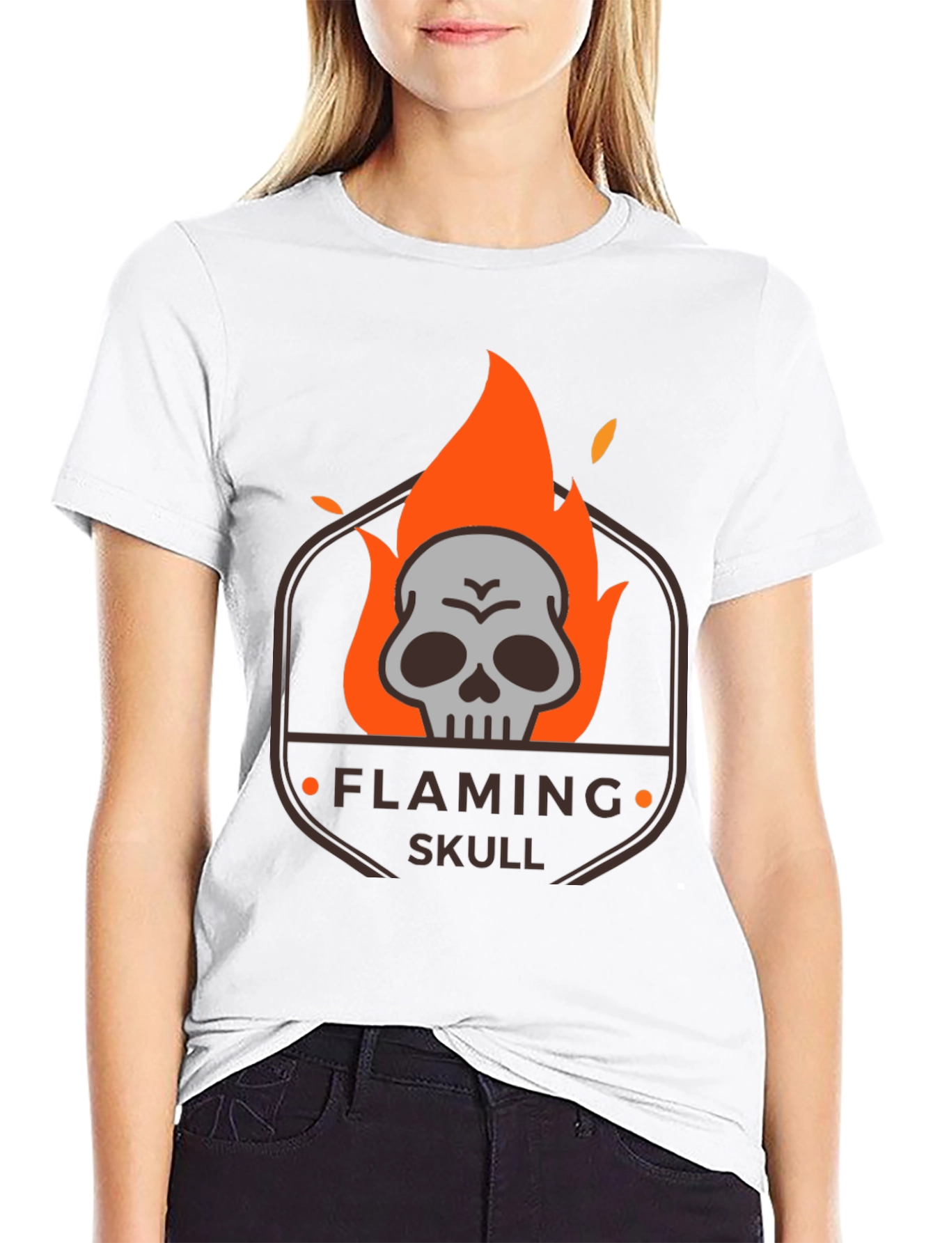 Flaming Skull Graphic T-Shirt - Dark Style