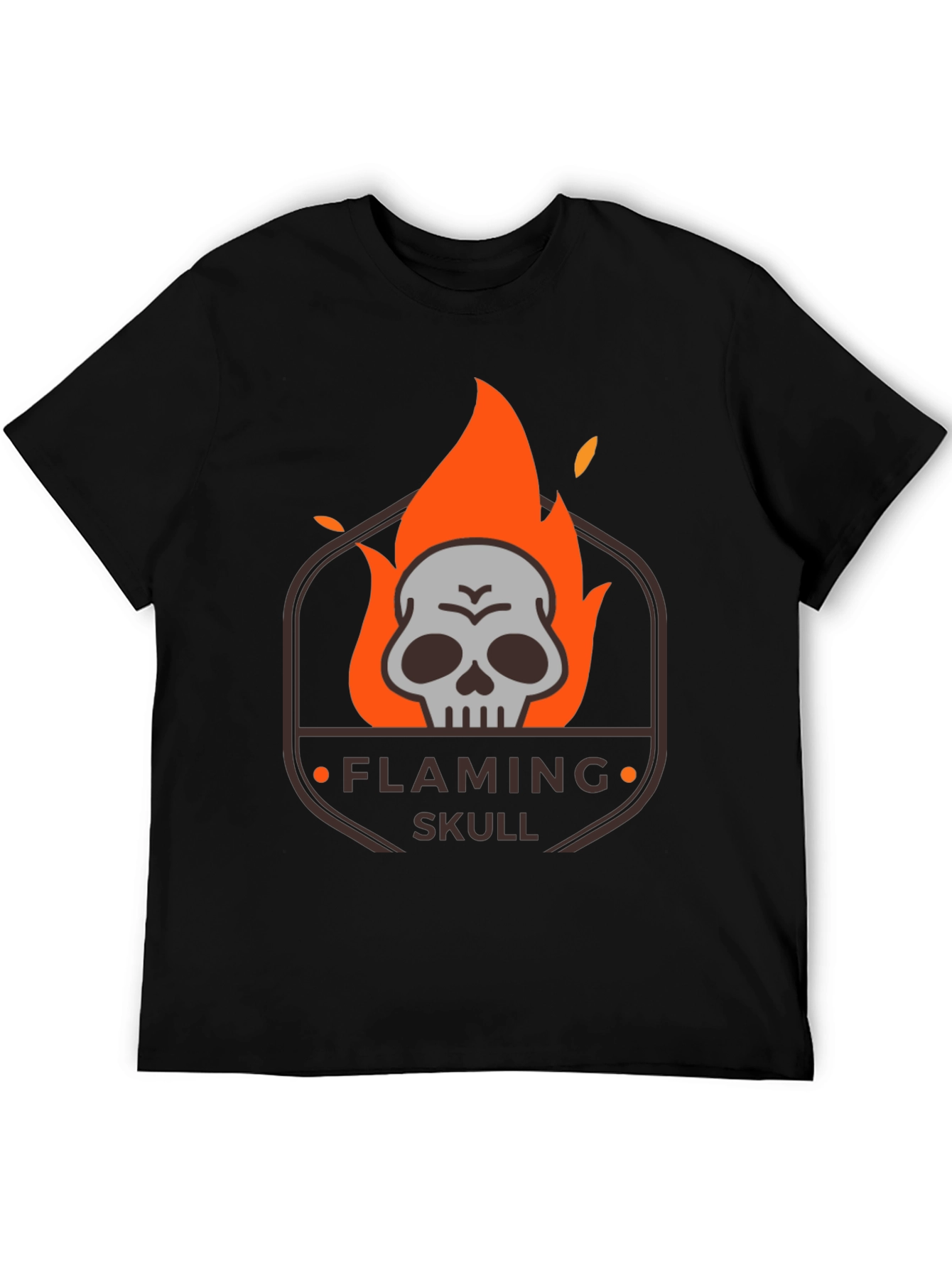Flaming Skull Graphic T-Shirt - Dark Style