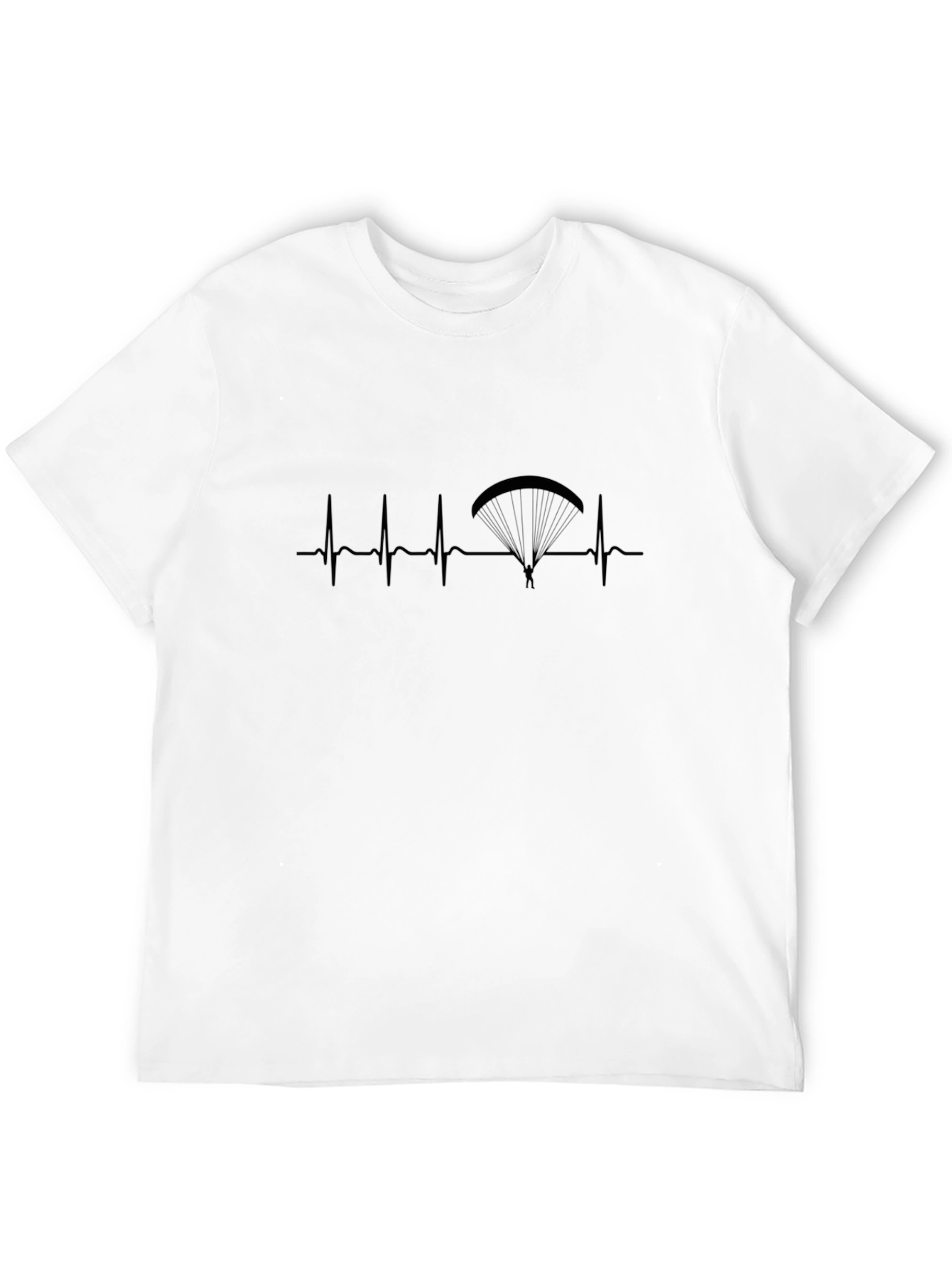Paragliding Heartbeat T-Shirt - Black Graphic Tee