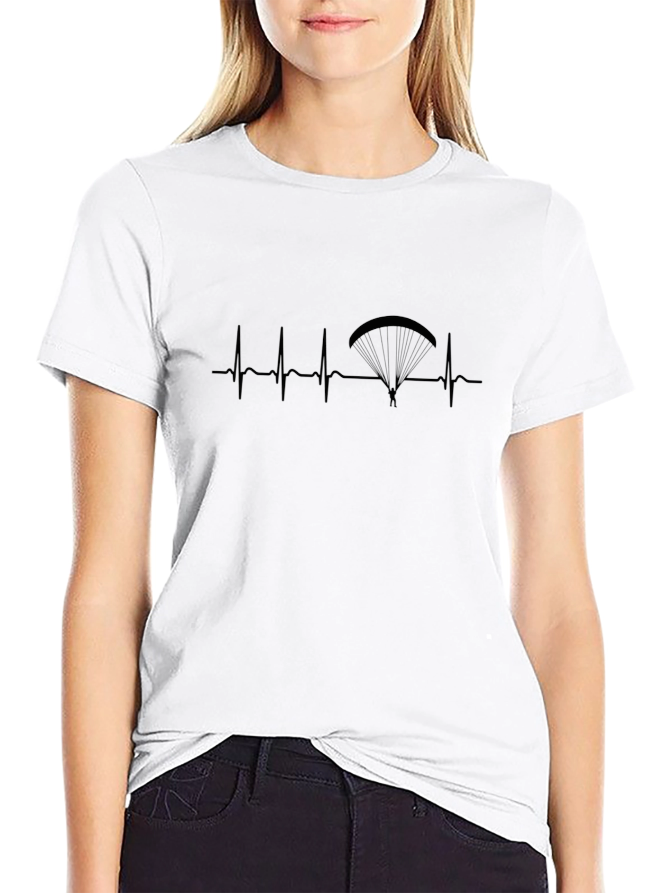 Paragliding Heartbeat T-Shirt - Black Graphic Tee