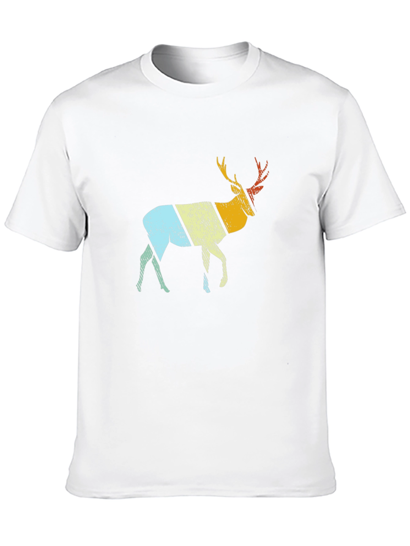 Retro Deer Graphic Tee - Black Cotton Blend