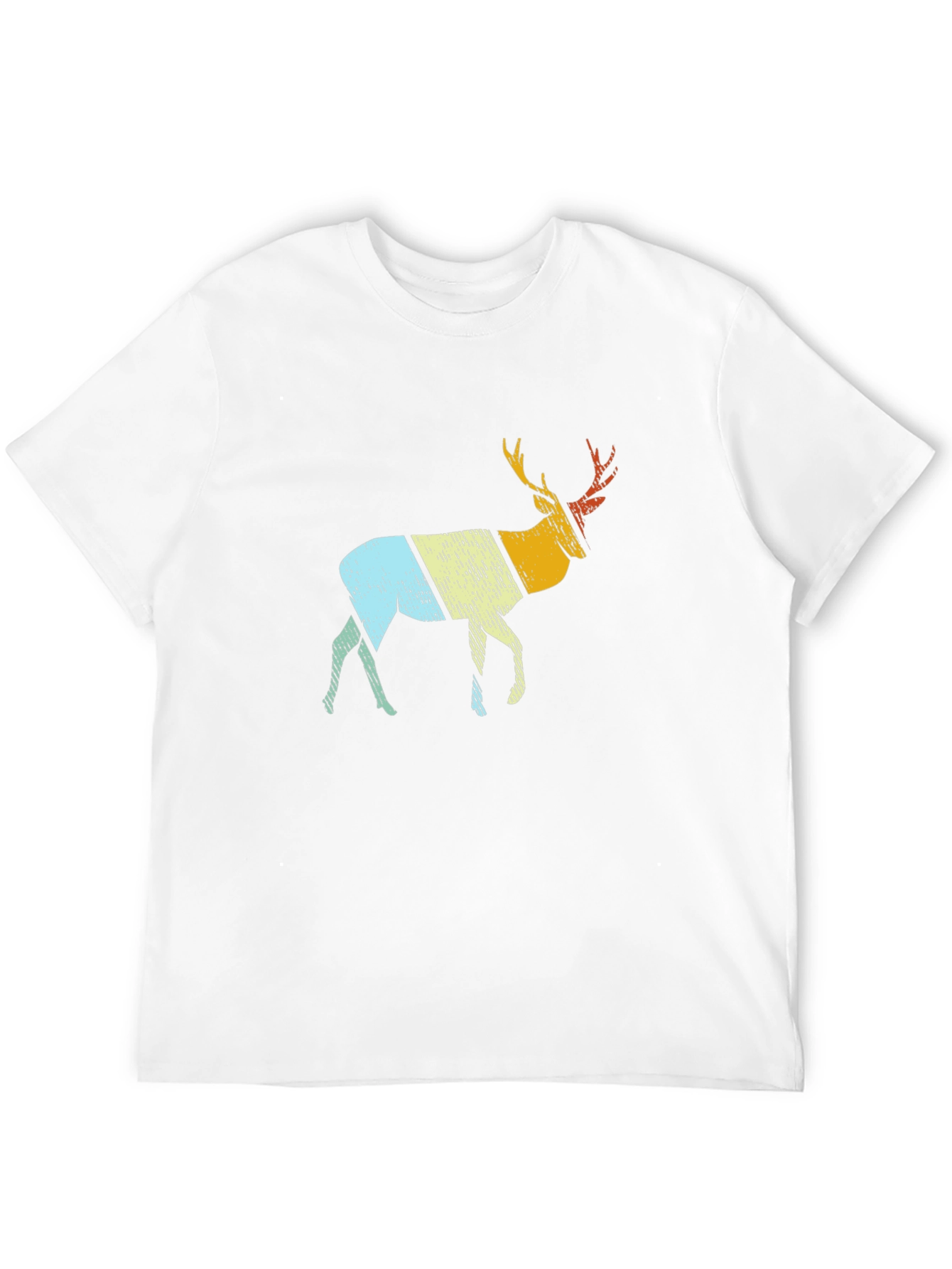 Retro Deer Graphic Tee - Black Cotton Blend