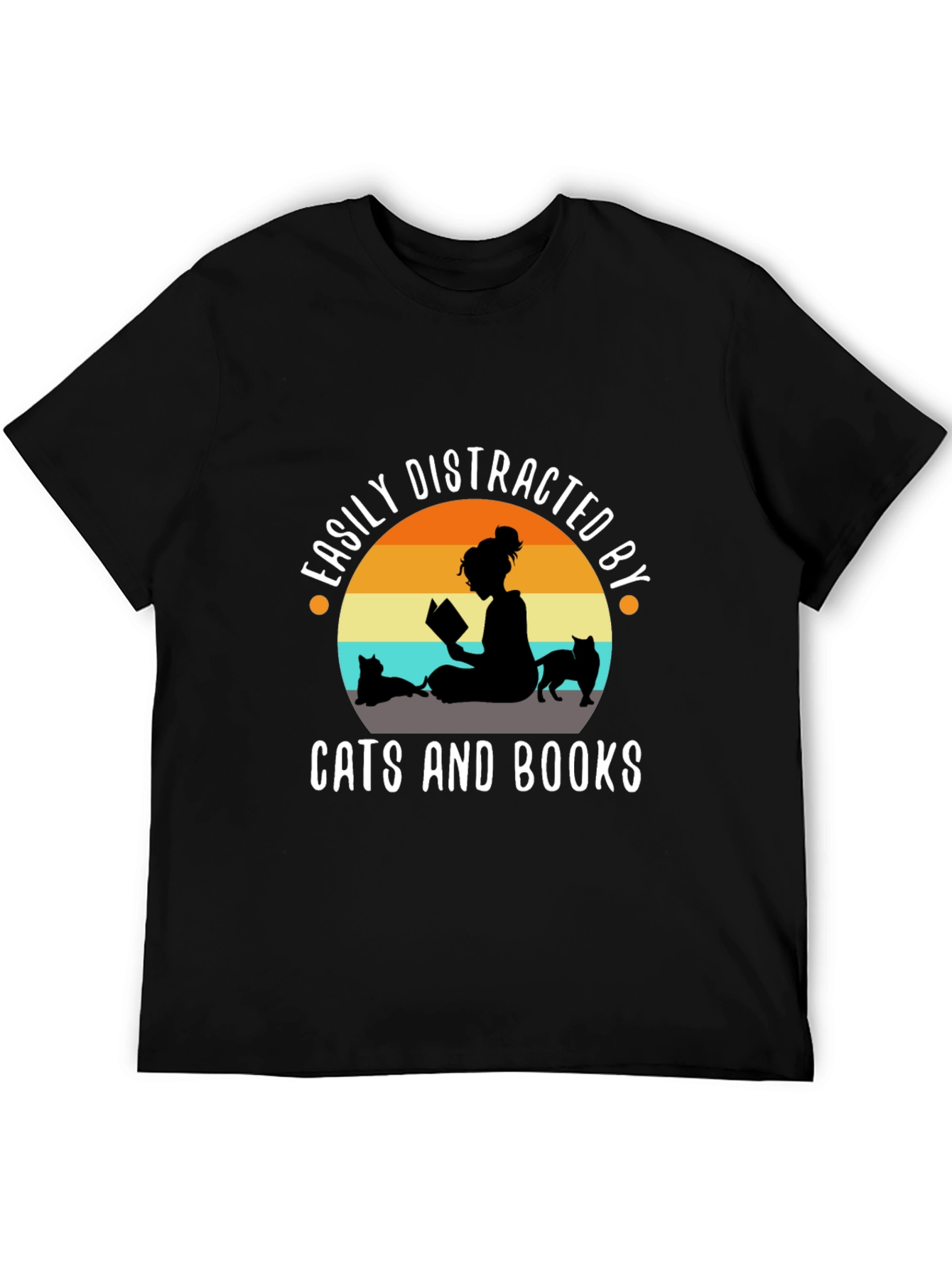 Easily Distracted By Cats and Books T-Shirt