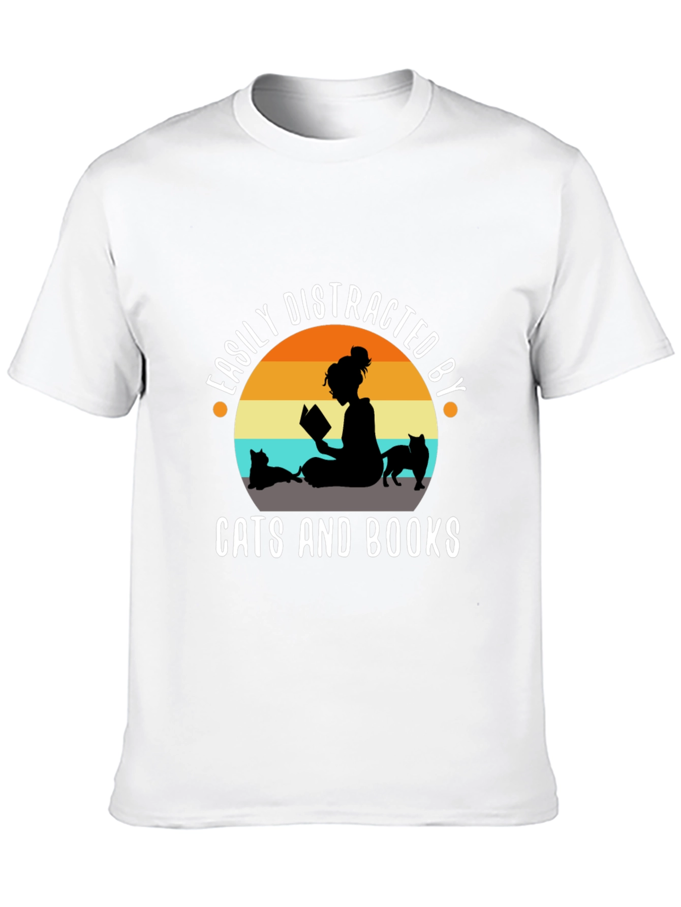Easily Distracted By Cats and Books T-Shirt