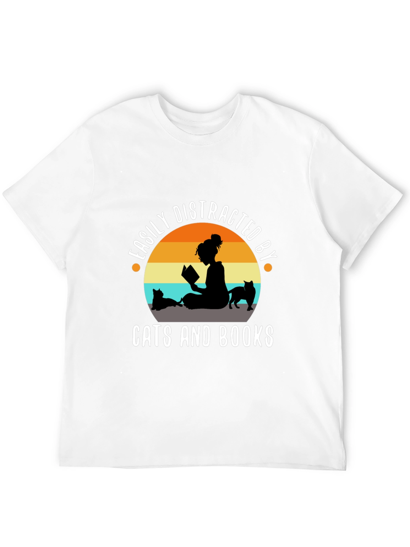 Easily Distracted By Cats and Books T-Shirt