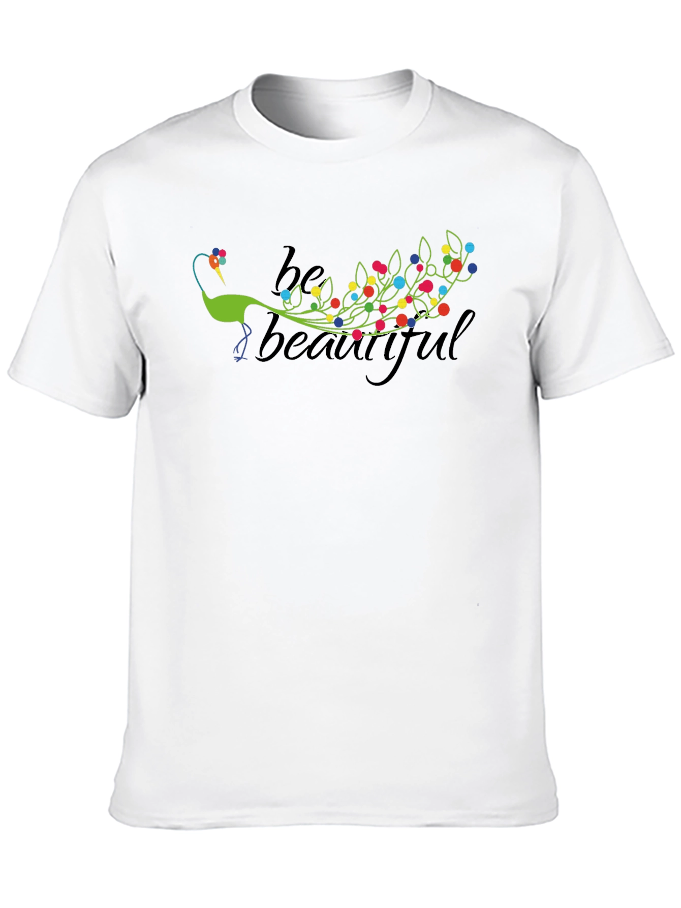 Be Beautiful Peacock Graphic Tee - Black