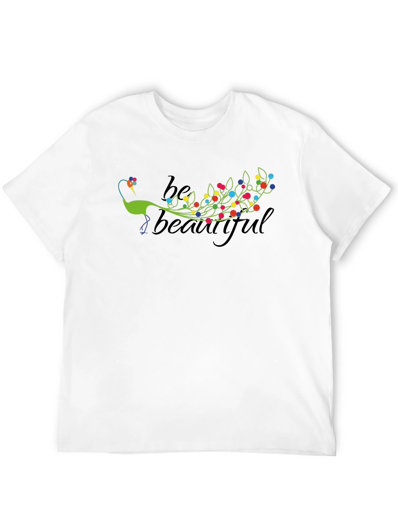 Be Beautiful Peacock Graphic Tee - Black