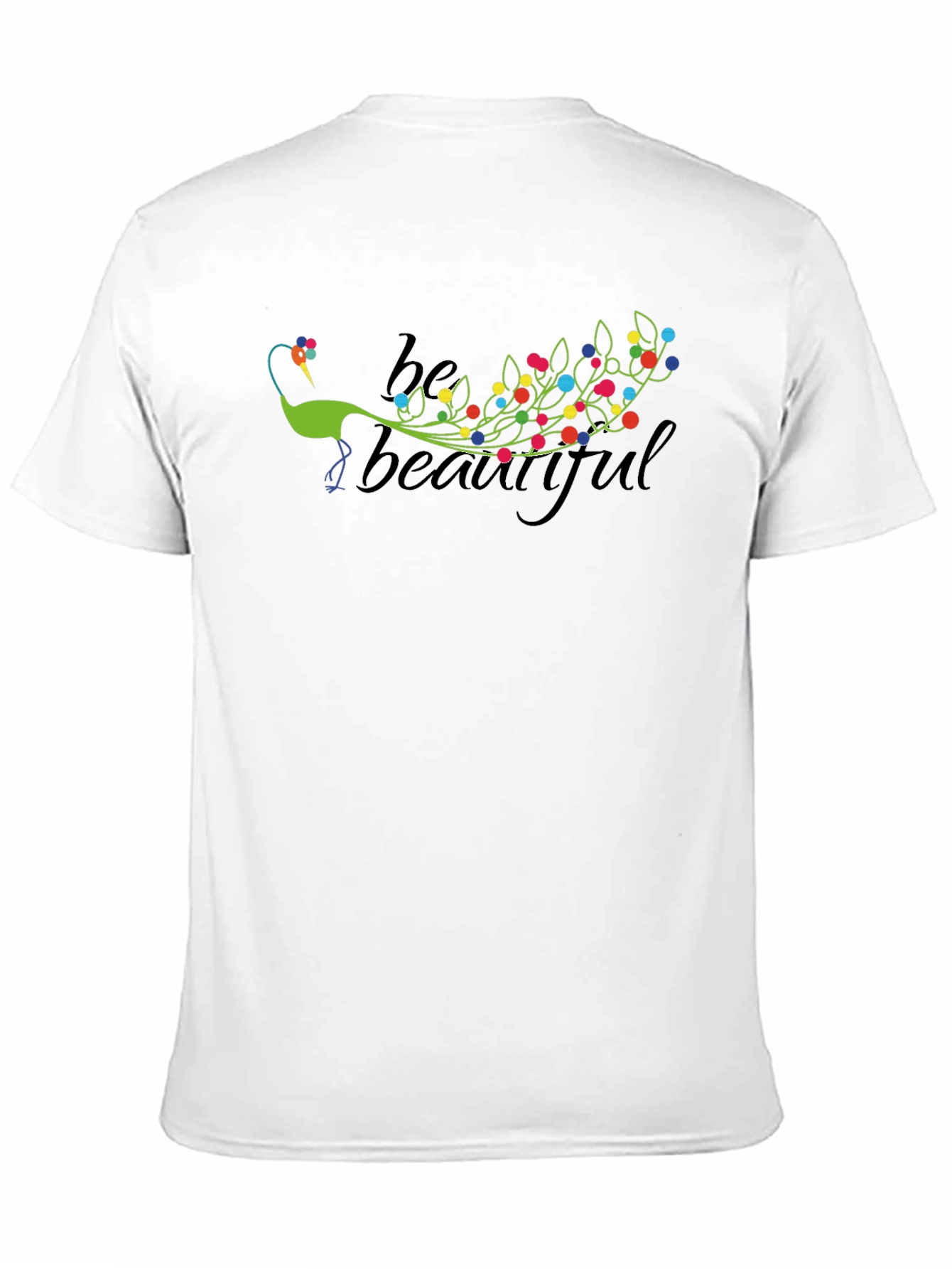 Be Beautiful Peacock Graphic Tee - Black