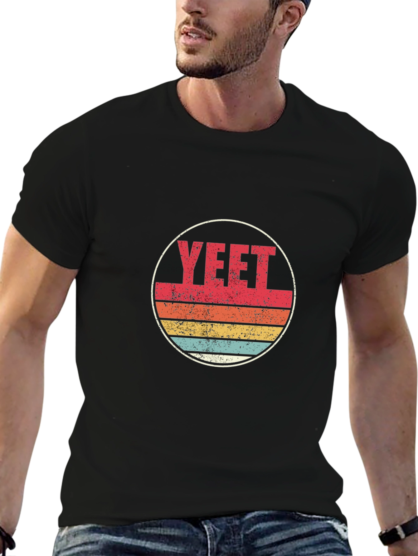 YEET Retro Style Graphic T-Shirt - Black