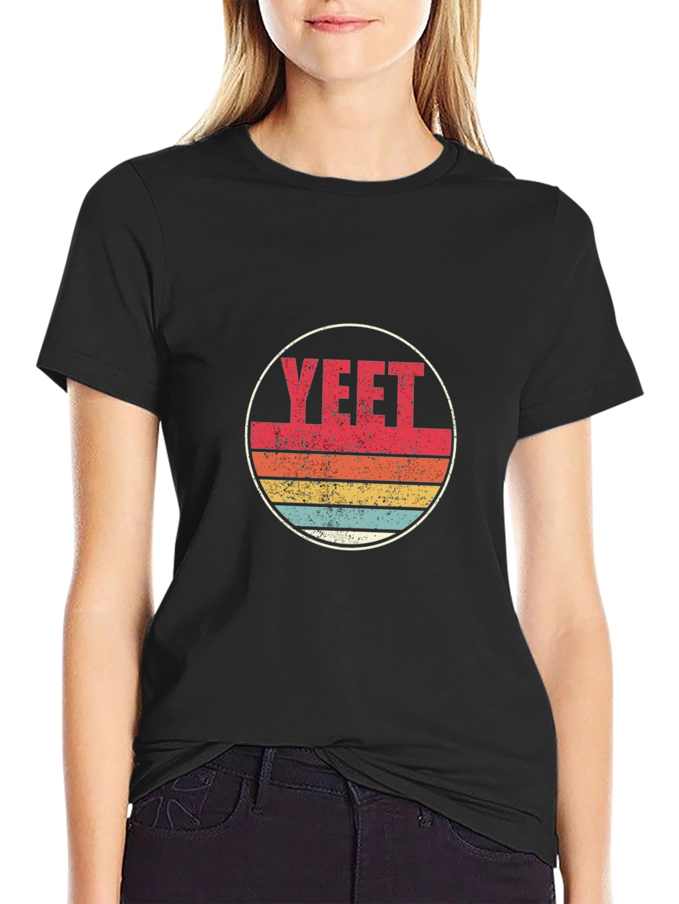 YEET Retro Style Graphic T-Shirt - Black