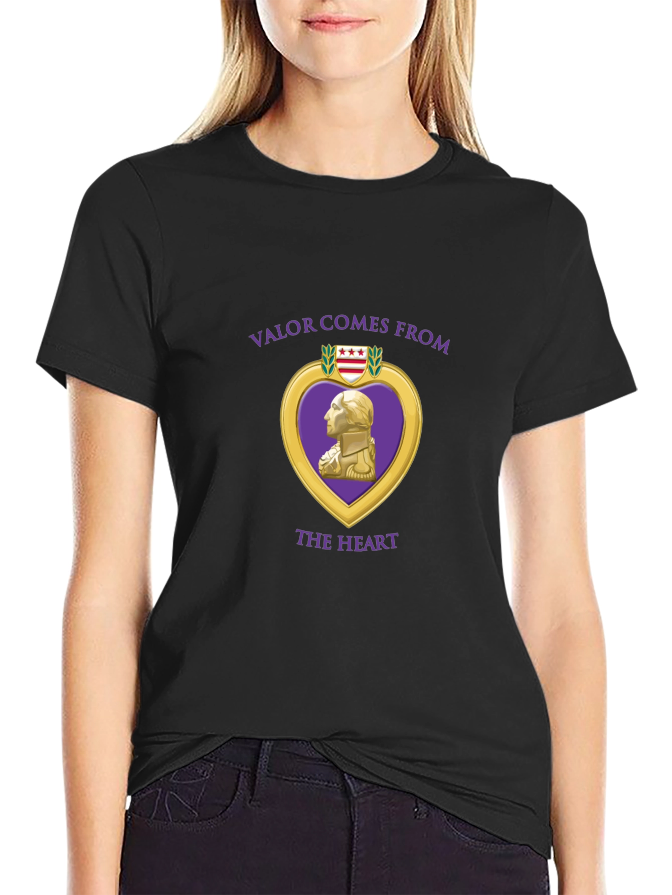 Valor Comes From the Heart Black T-Shirt