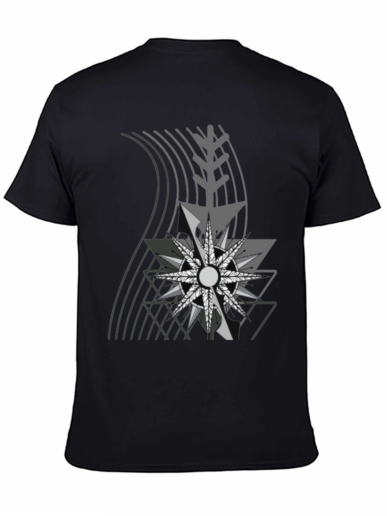 Abstract Geometric Graphic Tee - Black Cotton Blend