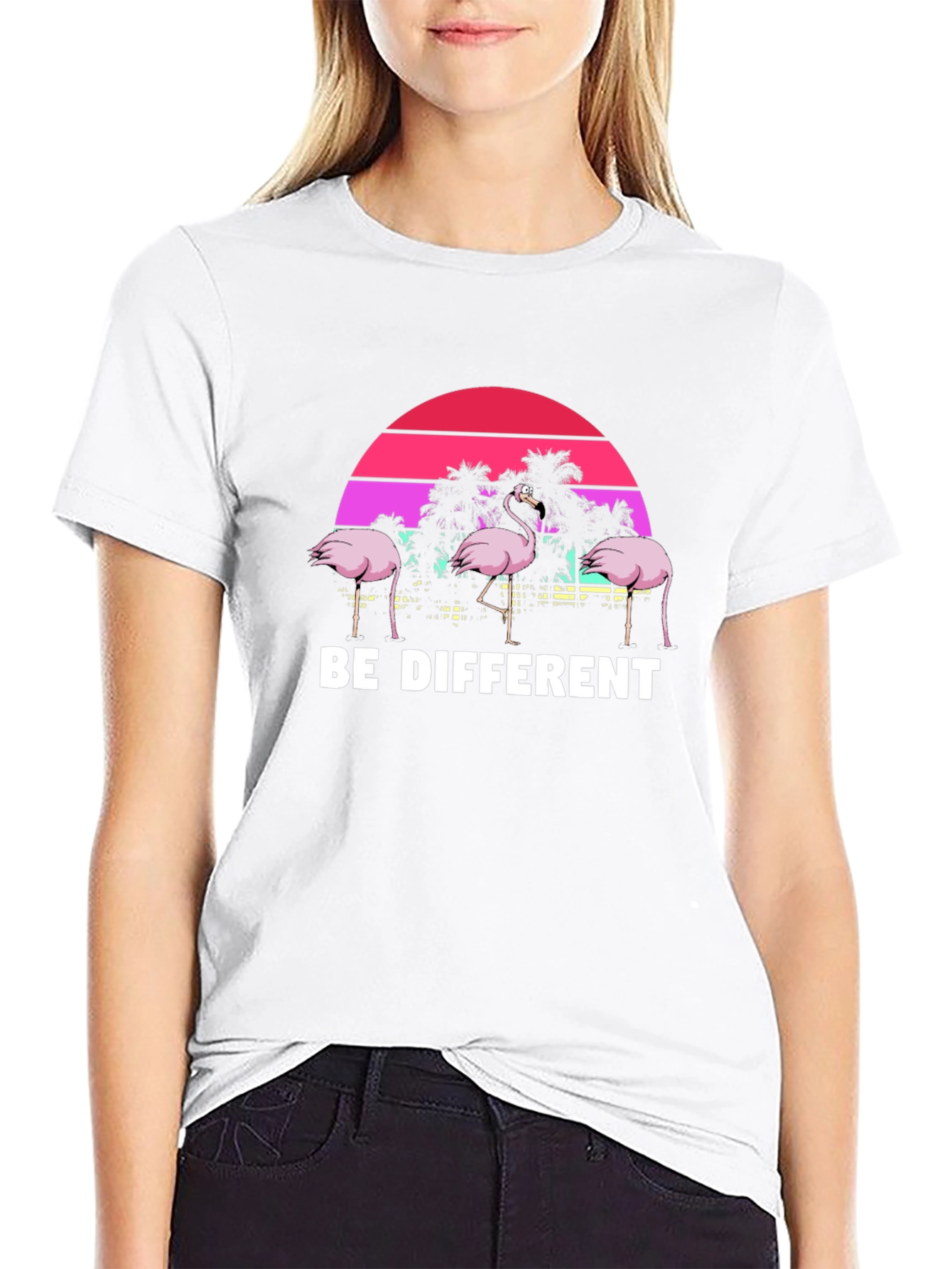 Be Different Flamingo T-Shirt Unique Graphic Tee