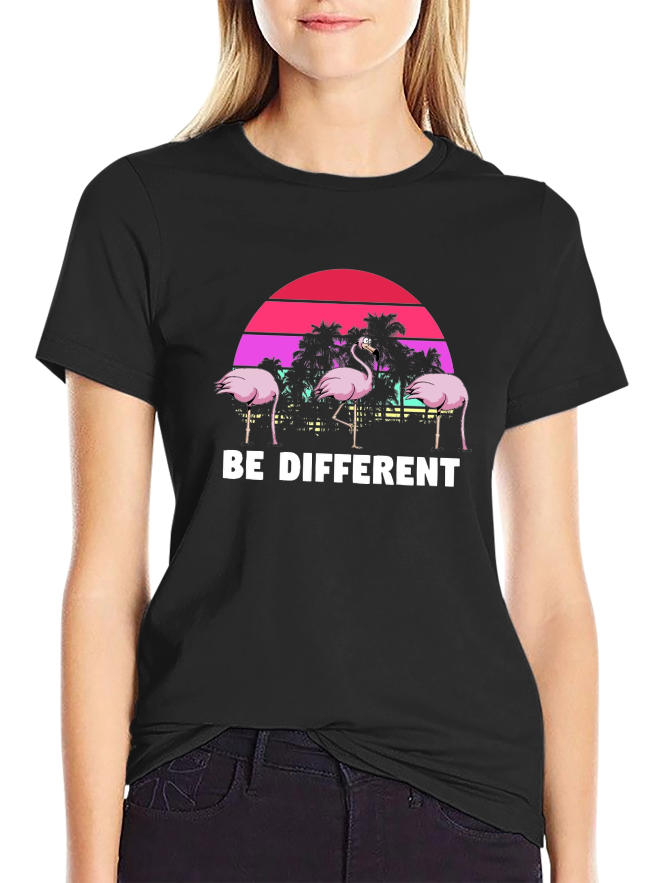 Be Different Flamingo T-Shirt Unique Graphic Tee