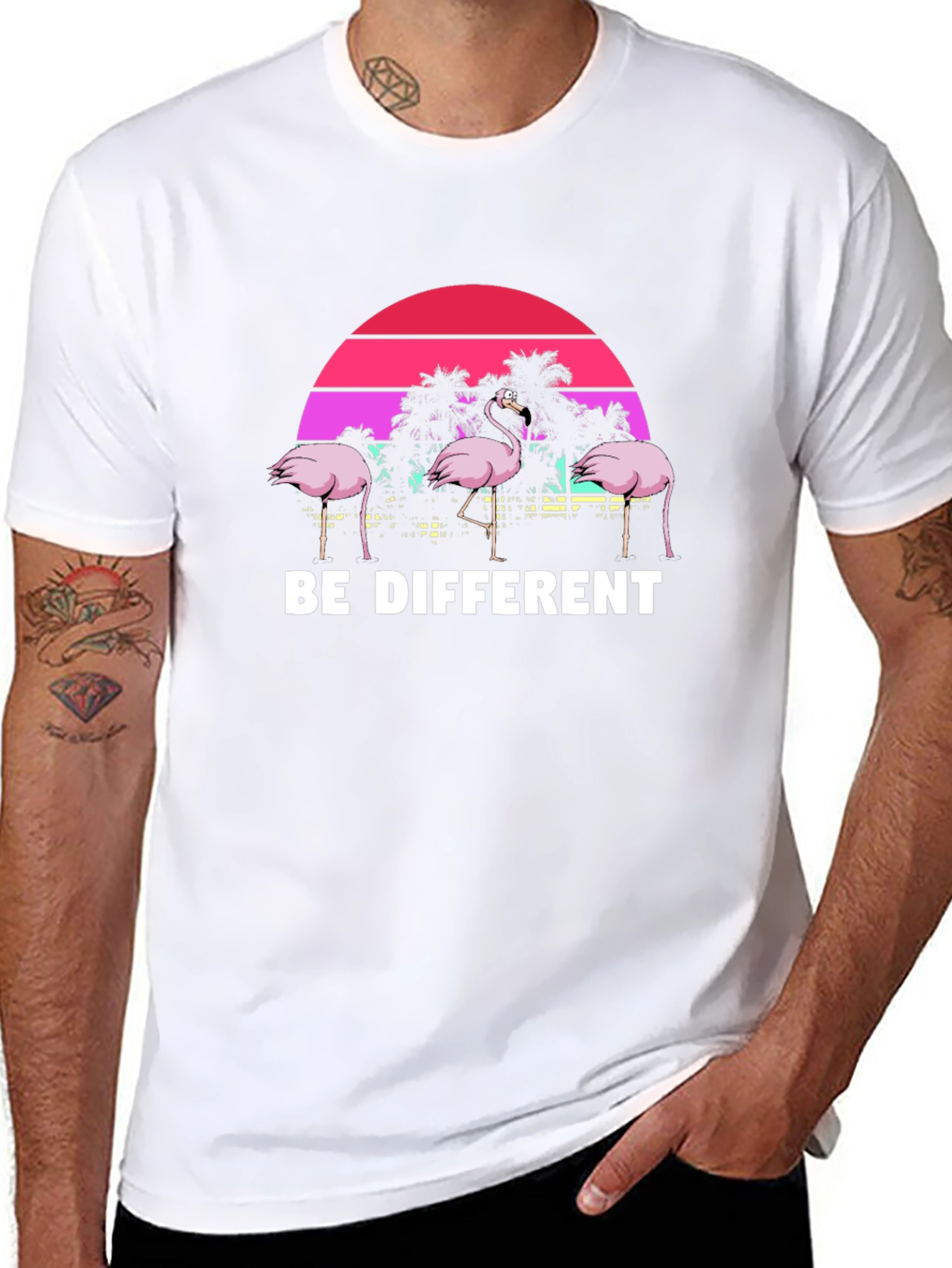 Be Different Flamingo T-Shirt Unique Graphic Tee