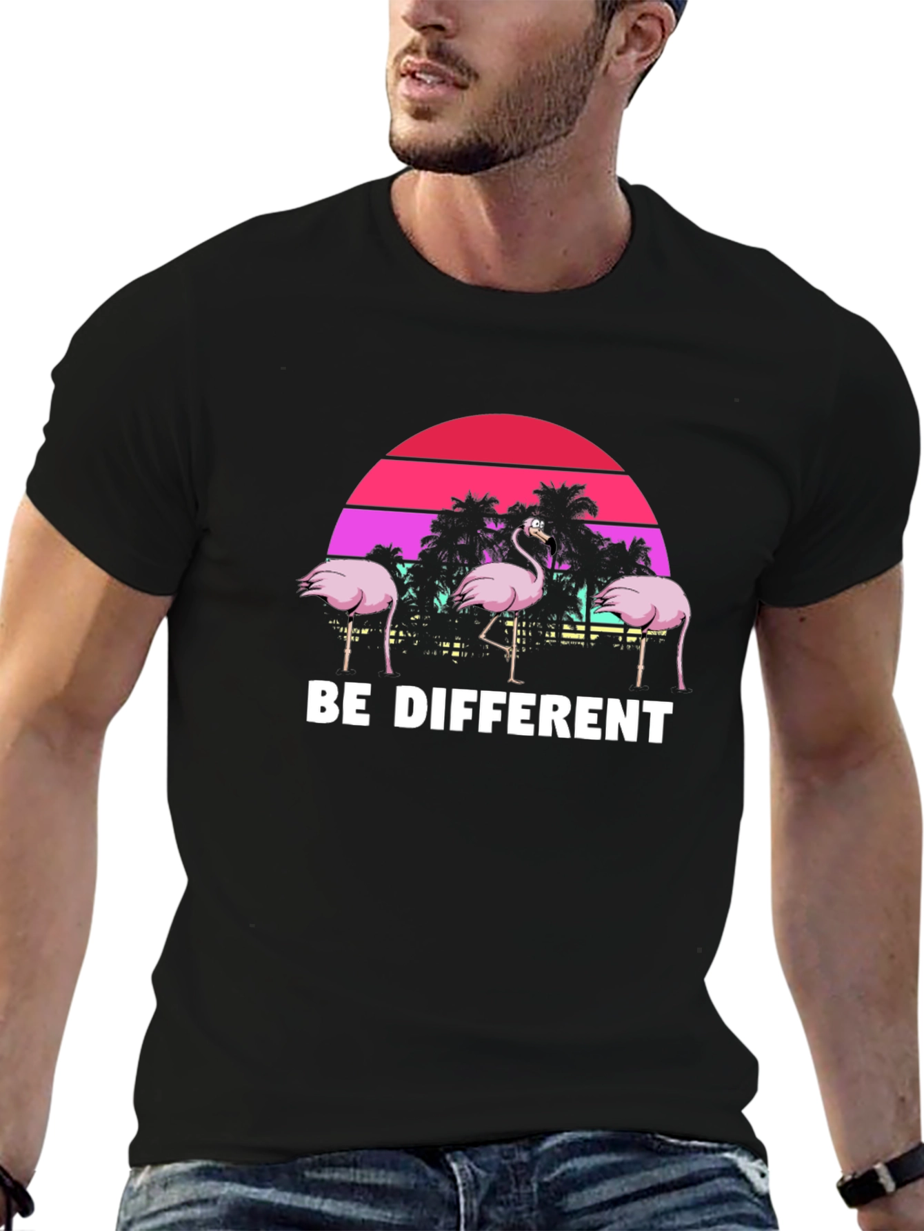 Be Different Flamingo T-Shirt Unique Graphic Tee