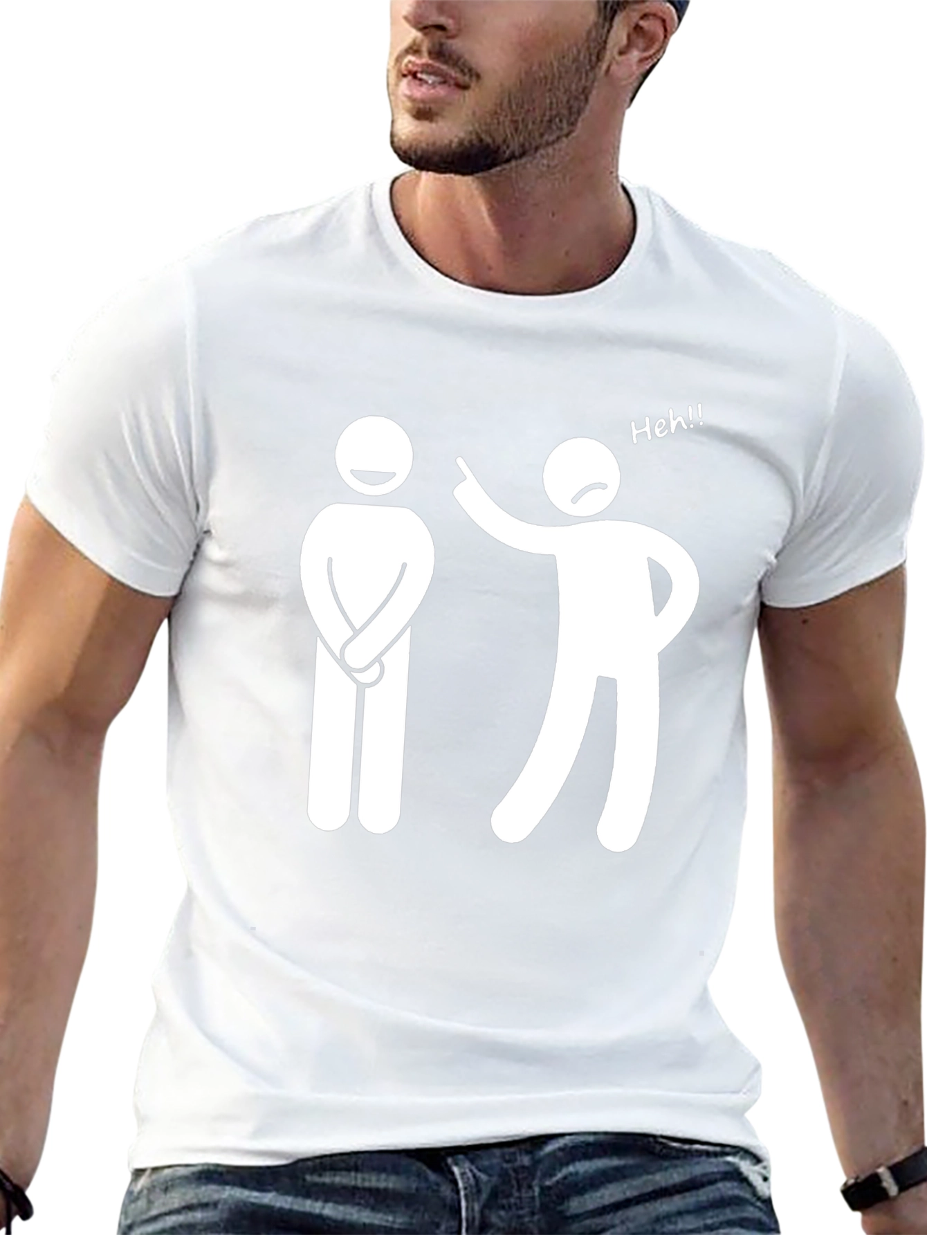 Funny Stick Figure Graphic T-Shirt - Black
