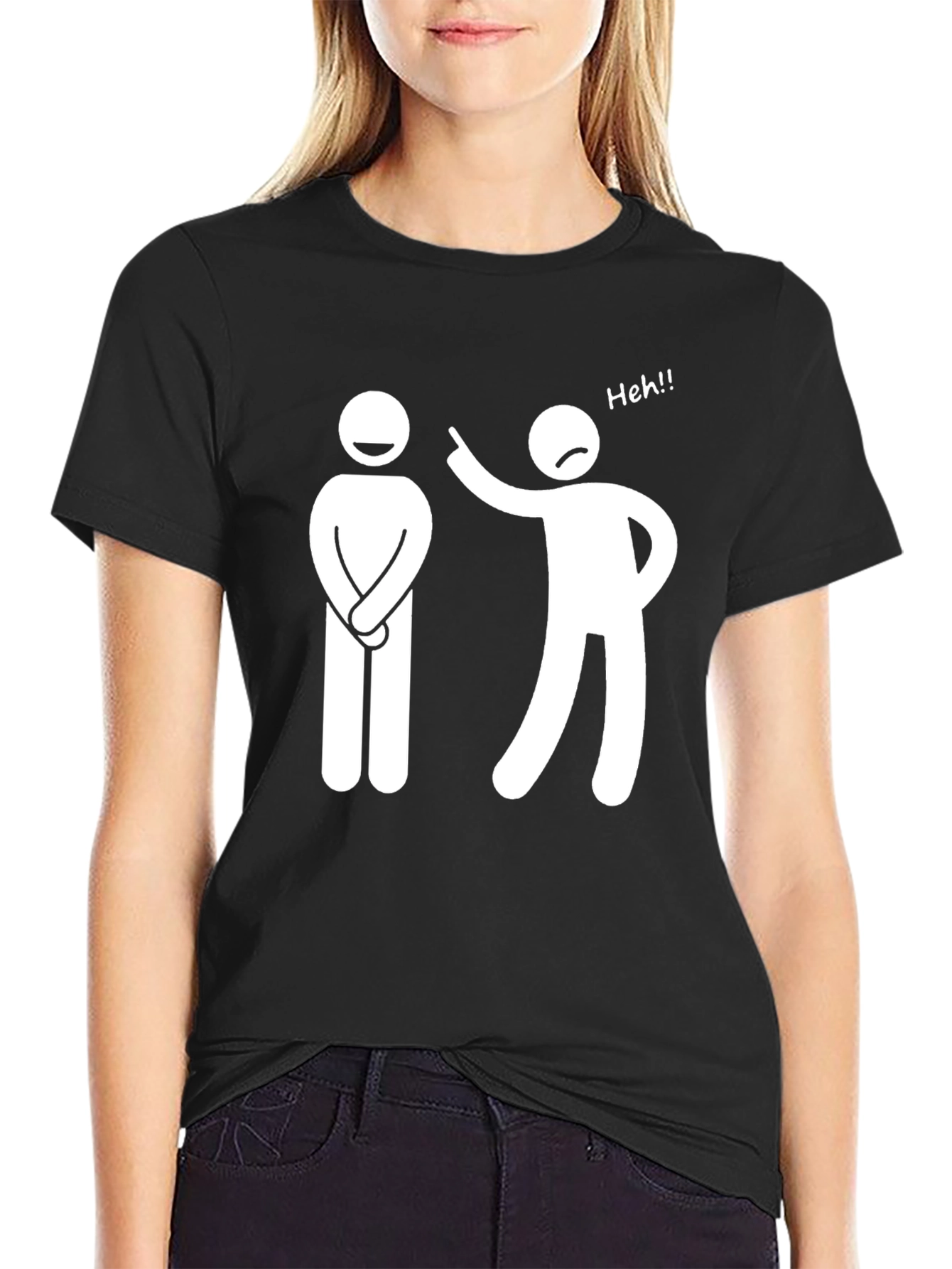 Funny Stick Figure Graphic T-Shirt - Black