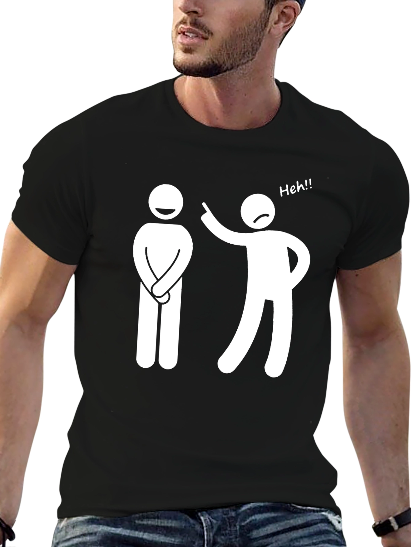 Funny Stick Figure Graphic T-Shirt - Black