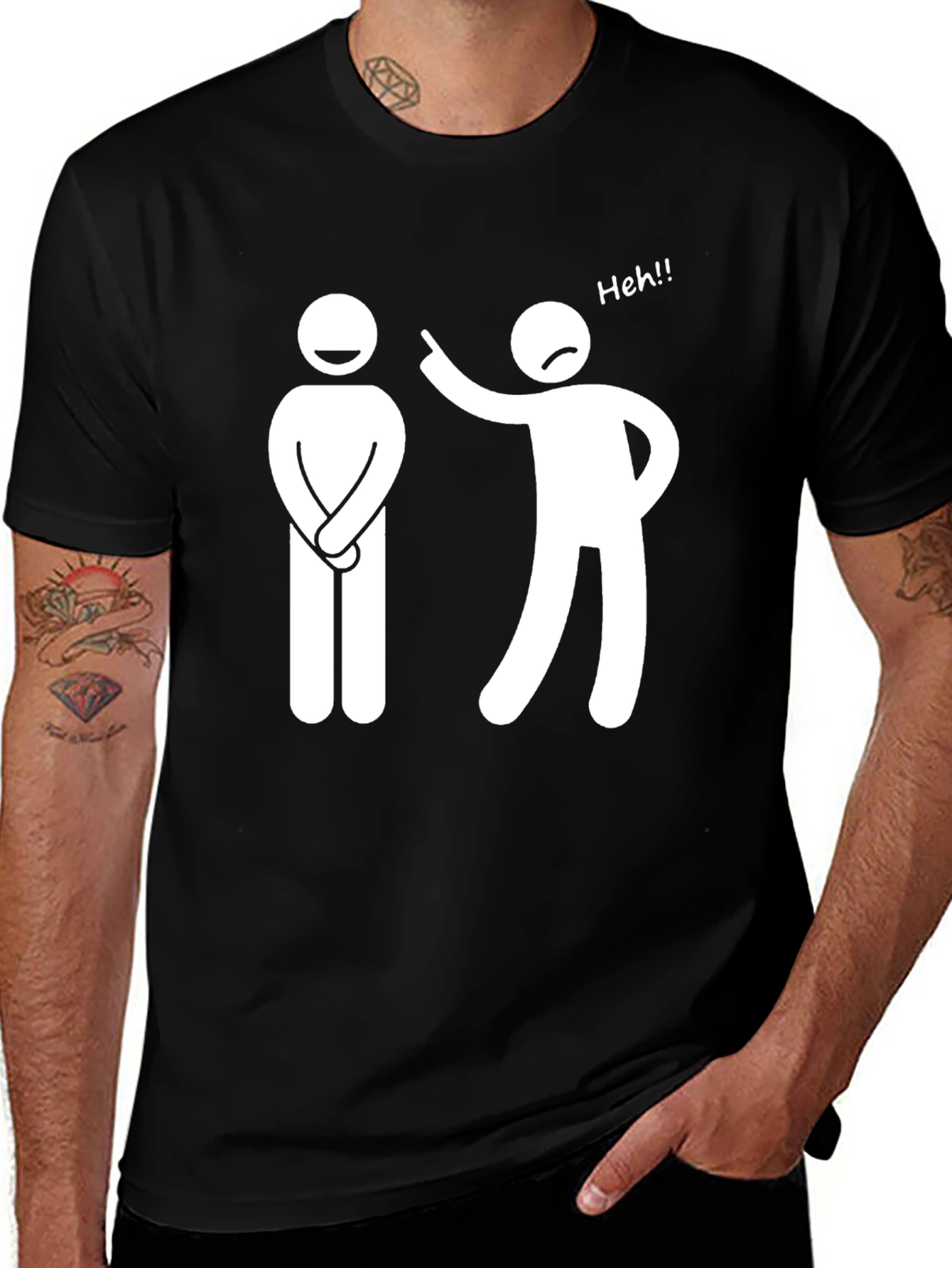 Funny Stick Figure Graphic T-Shirt - Black