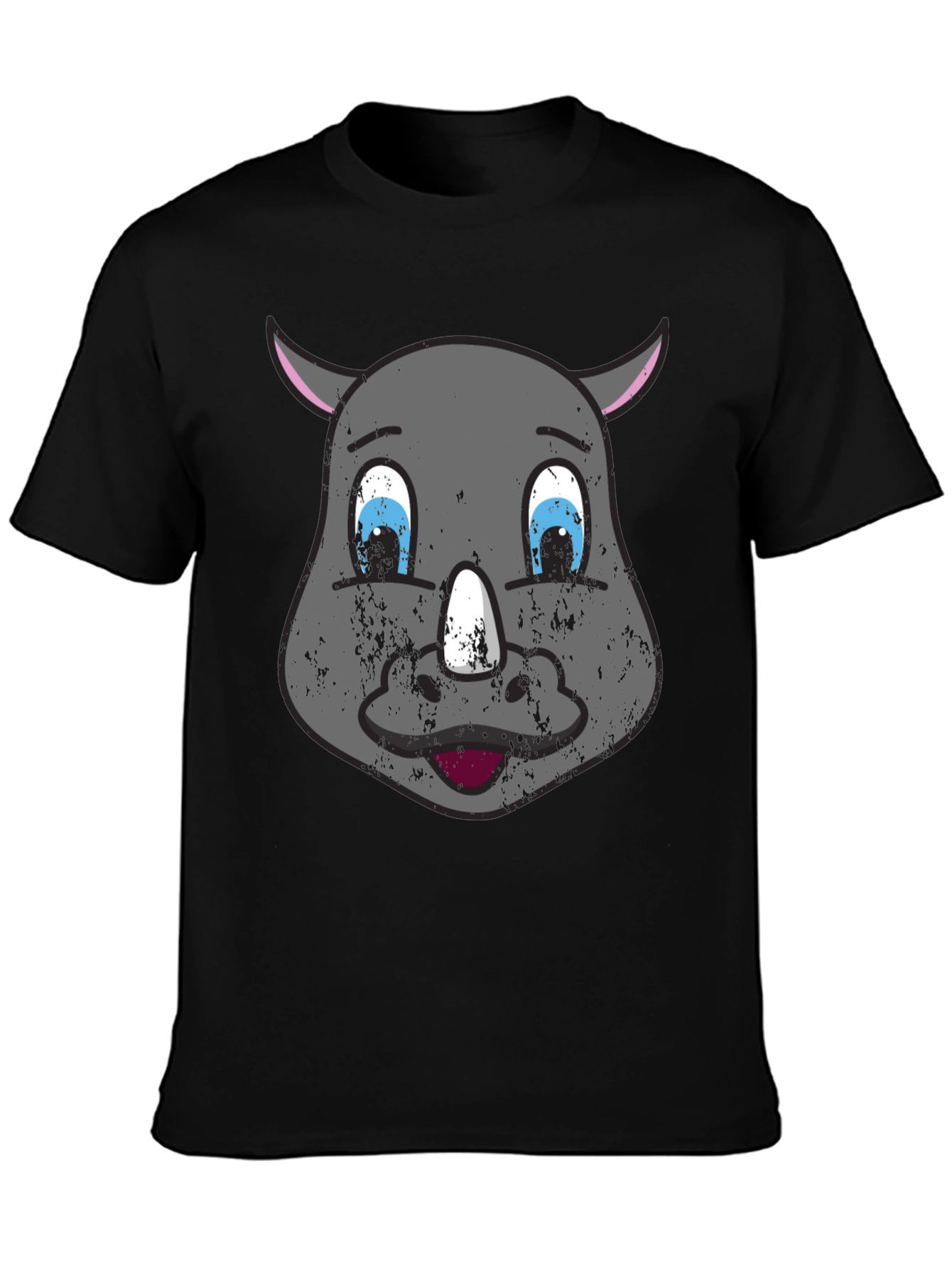 Cartoon Rhino Graphic Tee - Mens Black T-Shirt