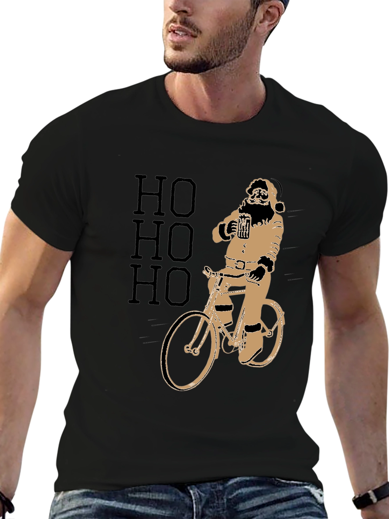 Santa Riding Bike Graphic Tee
