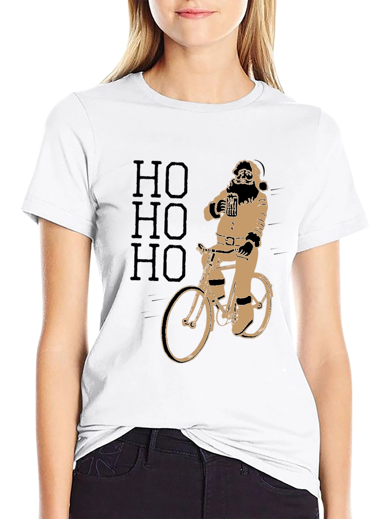 Santa Riding Bike Graphic Tee
